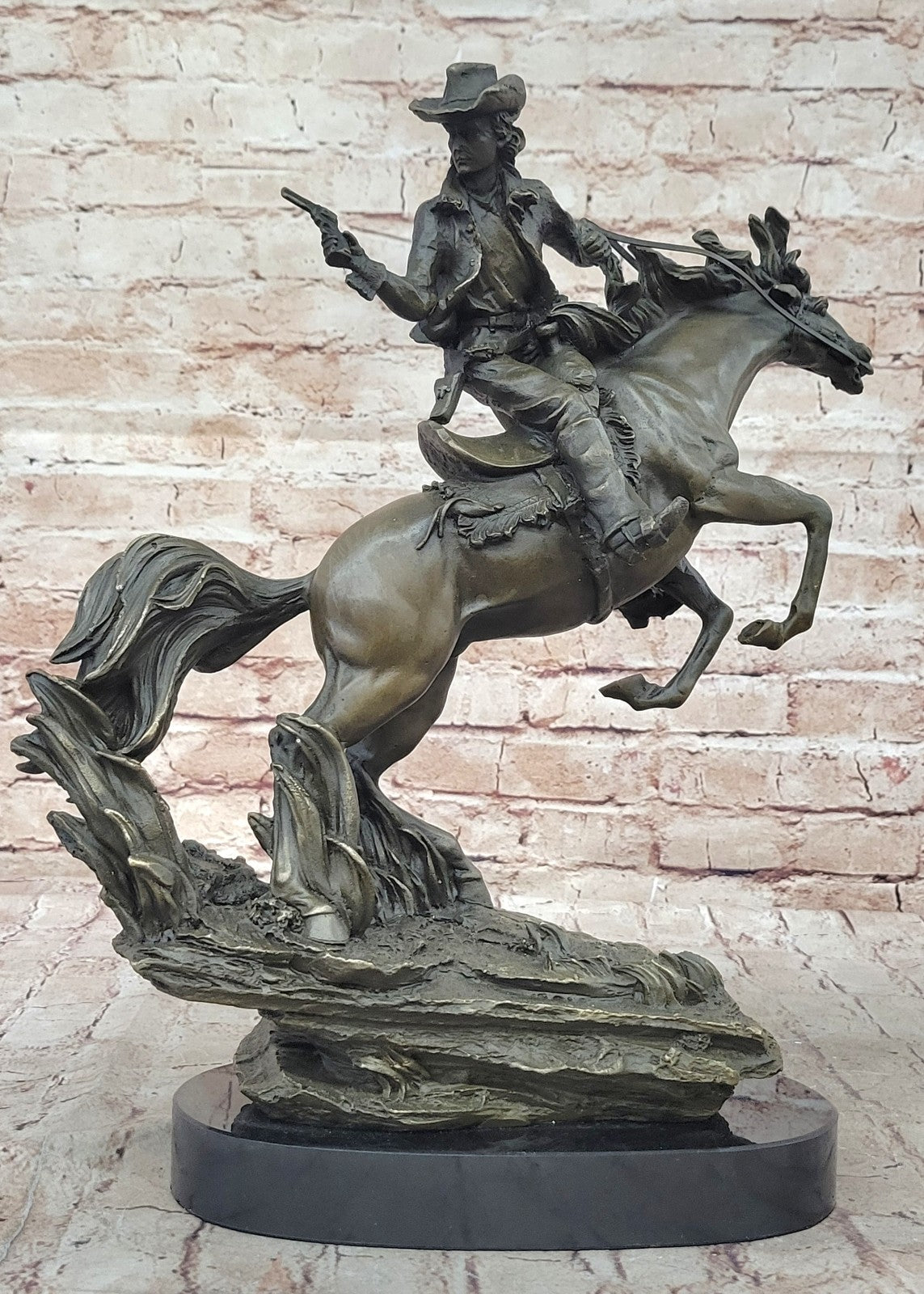 Western Cowboy Bronze Sculpture Horse Small Rodeo Rider Same Day SHIPPING New