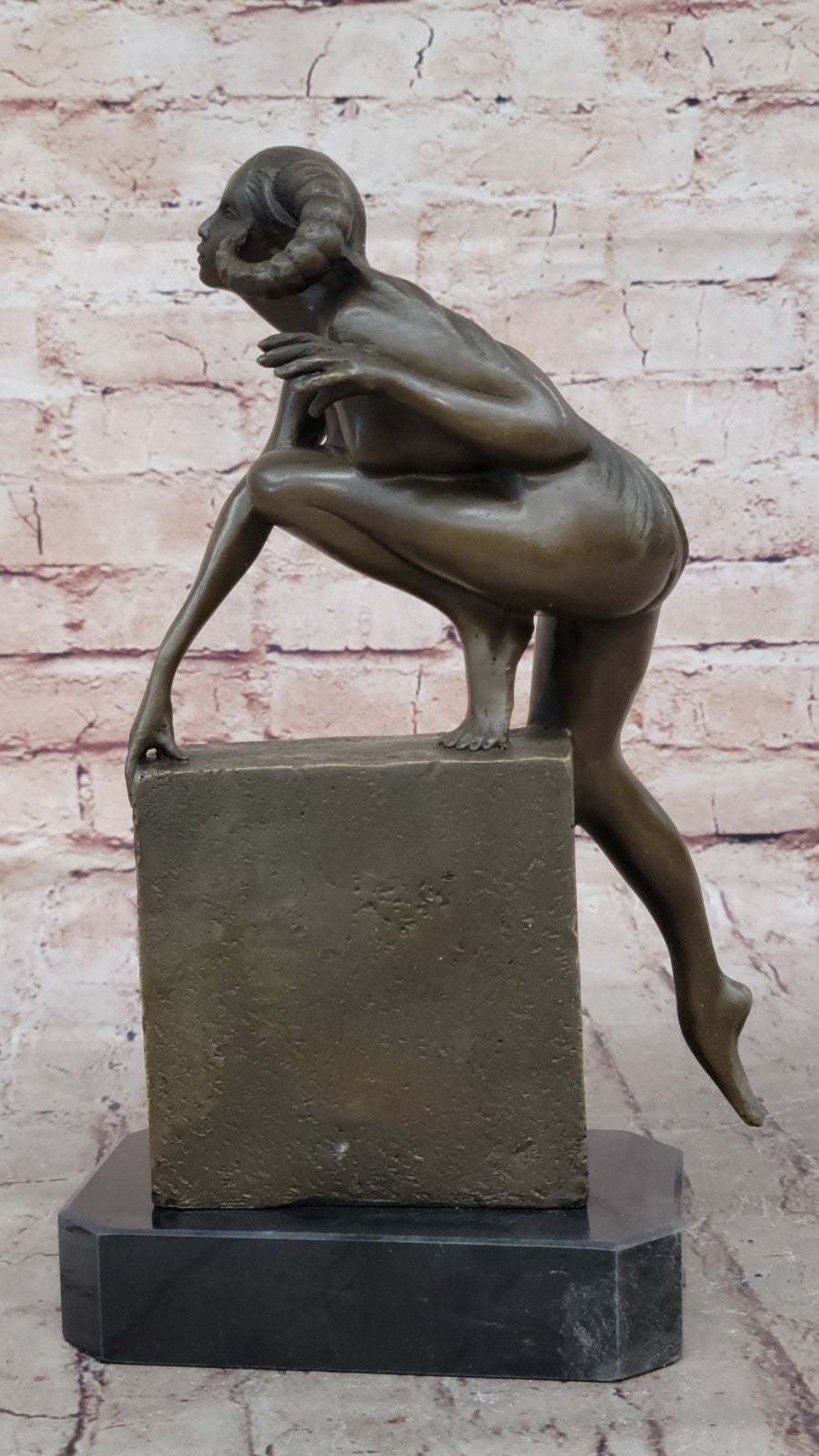 Handcrafted Nude Female Devil Bronze Sculpture Hot Cast Statue by Vitaleh