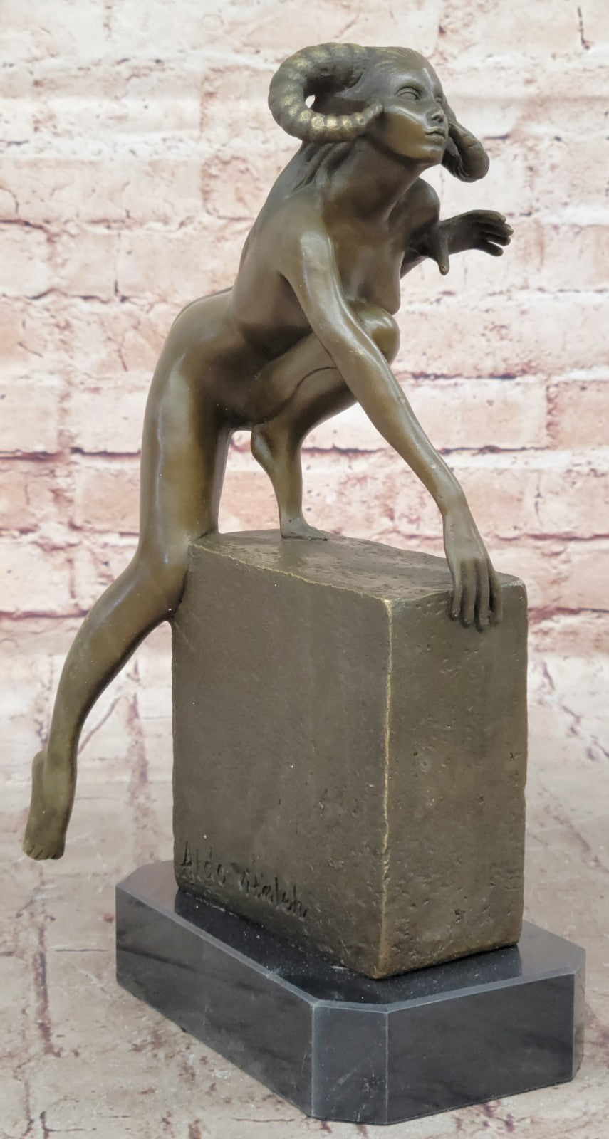 Handcrafted Nude Female Devil Bronze Sculpture Hot Cast Statue by Vitaleh