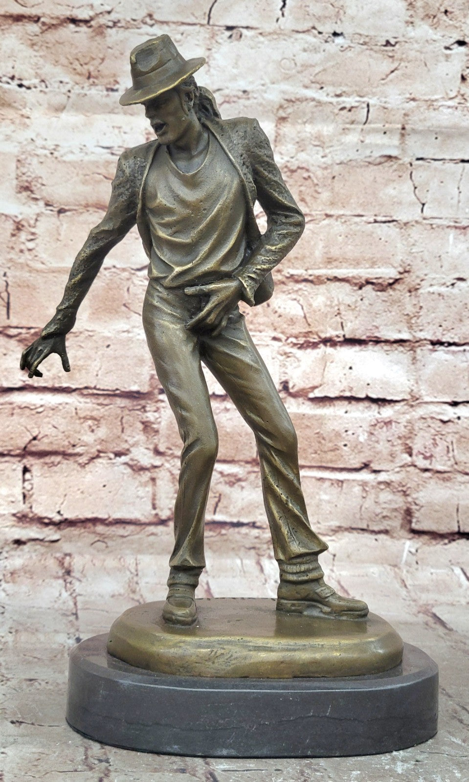 12" Pure Bronze Original Michael Jackson Statue Marble Base Sculpture Art