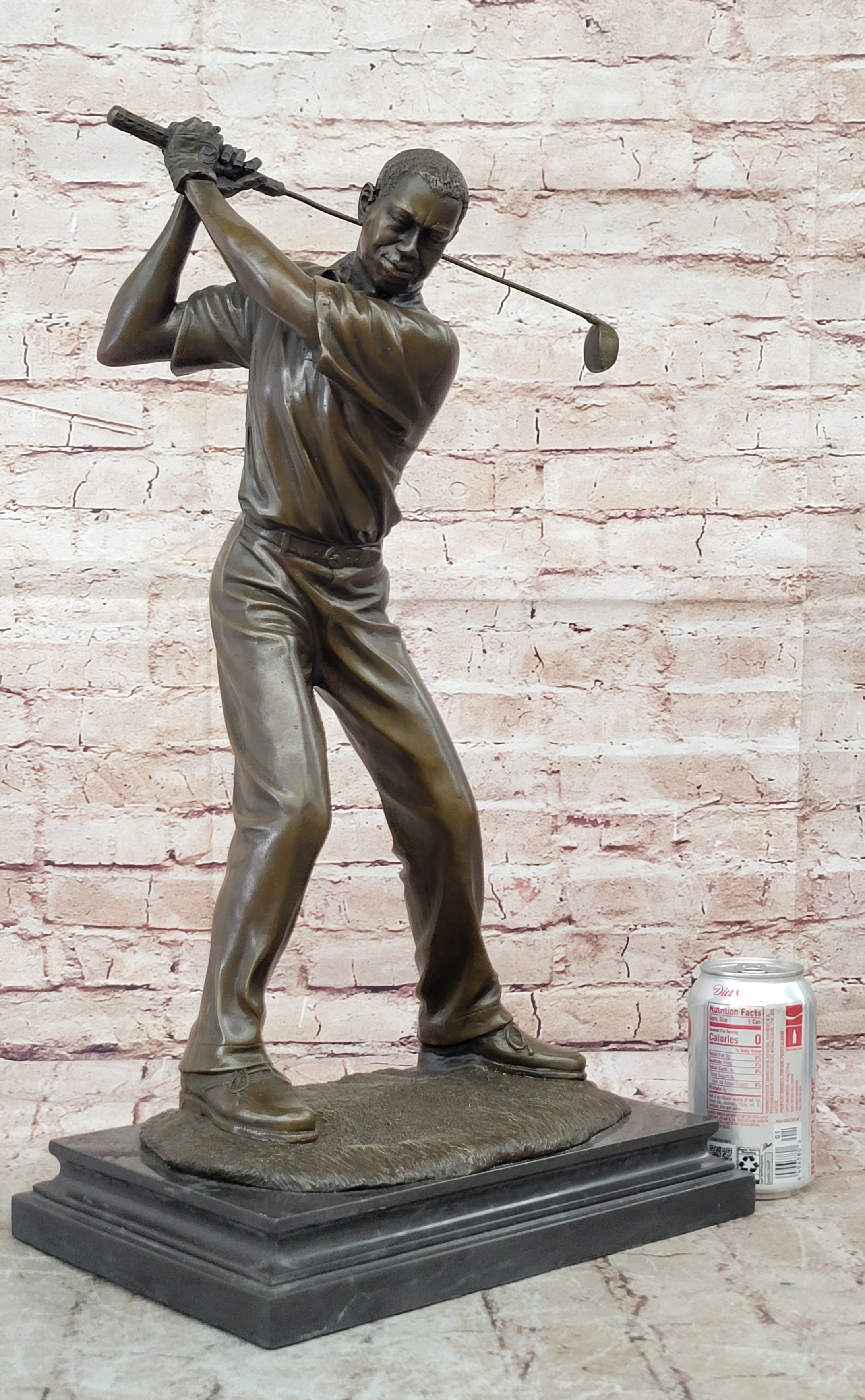 Signed Milo Bronze Golfer Statue Sports Collectible Figurine Hot Cast Home Decor