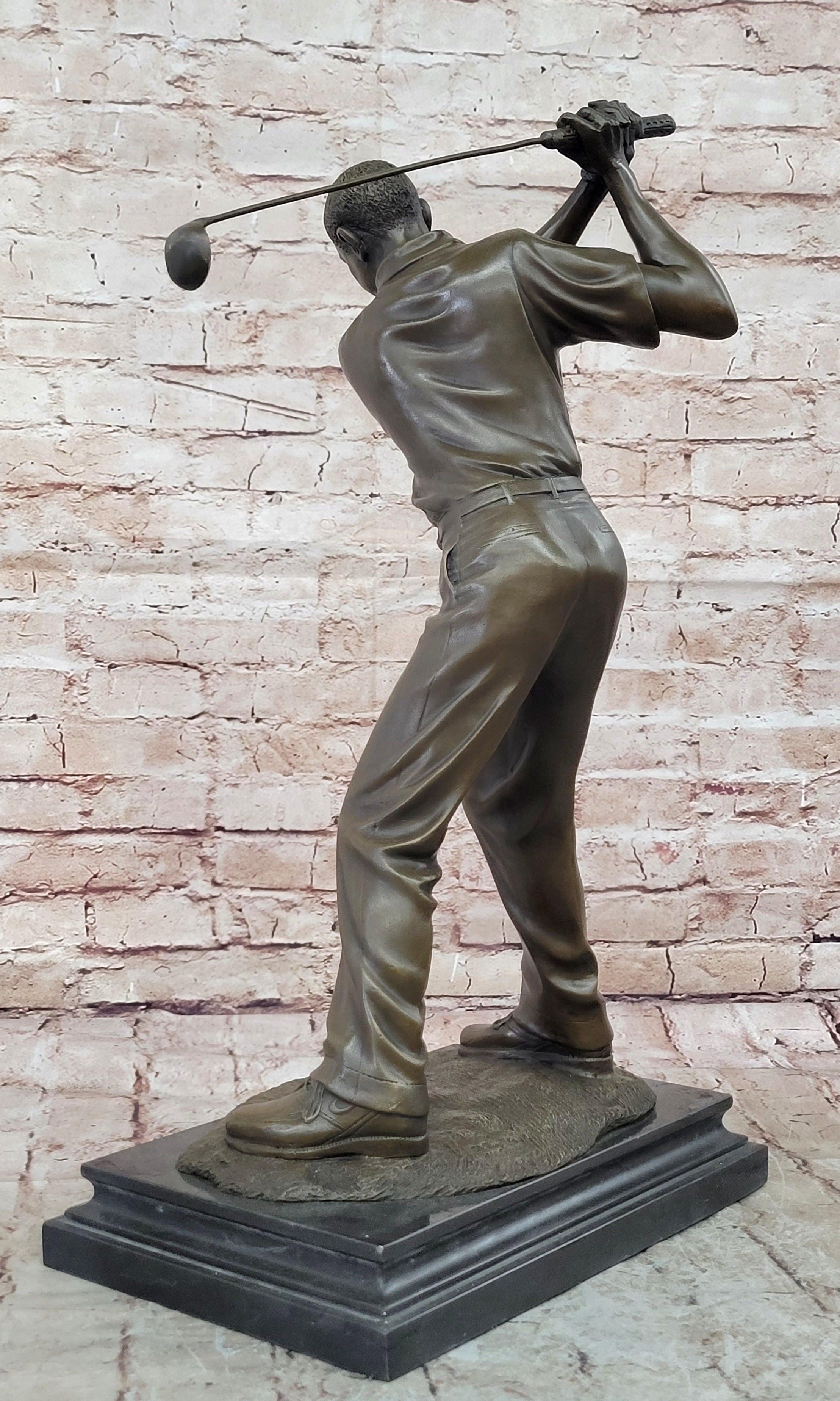 Signed Milo Bronze Golfer Statue Sports Collectible Figurine Hot Cast Home Decor