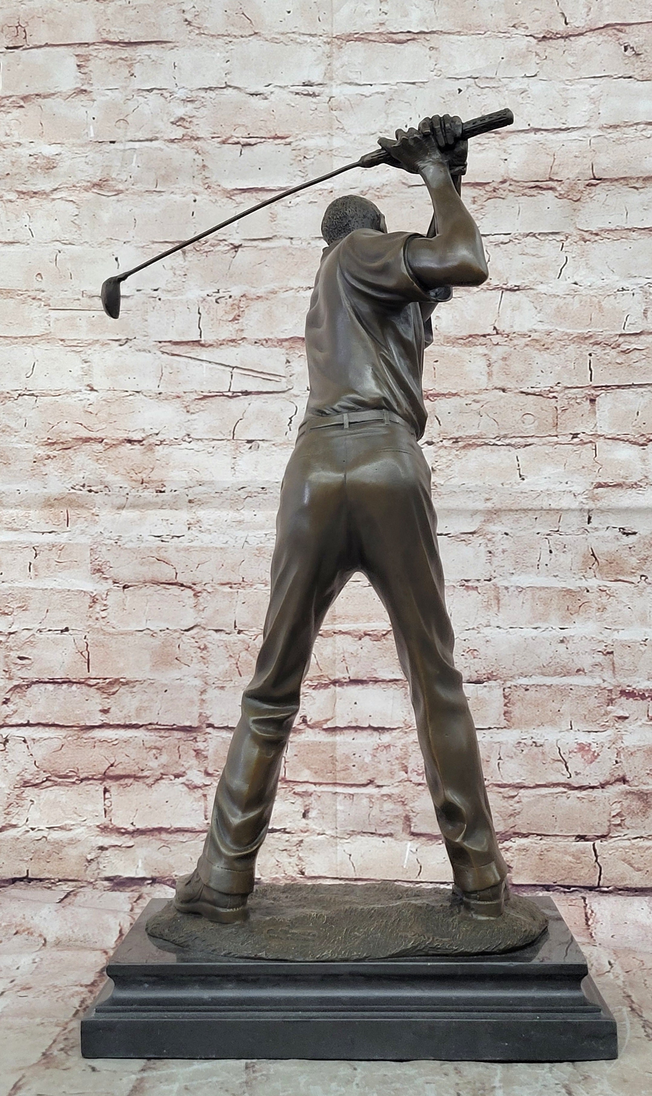 Signed Milo Bronze Golfer Statue Sports Collectible Figurine Hot Cast Home Decor