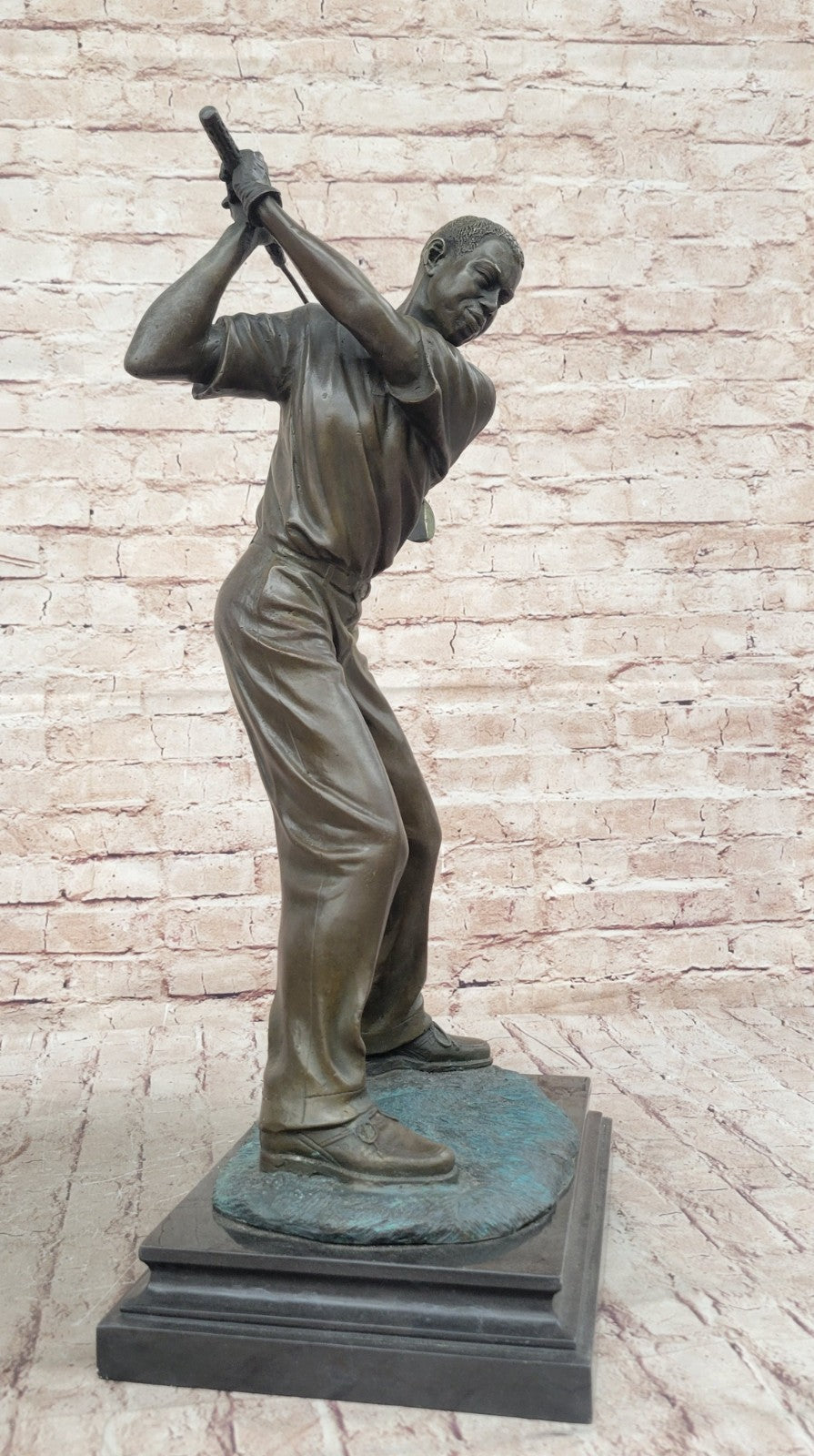 Collectible Milo Sculpture: Handcrafted Solid Bronze Male Golfer Figurine