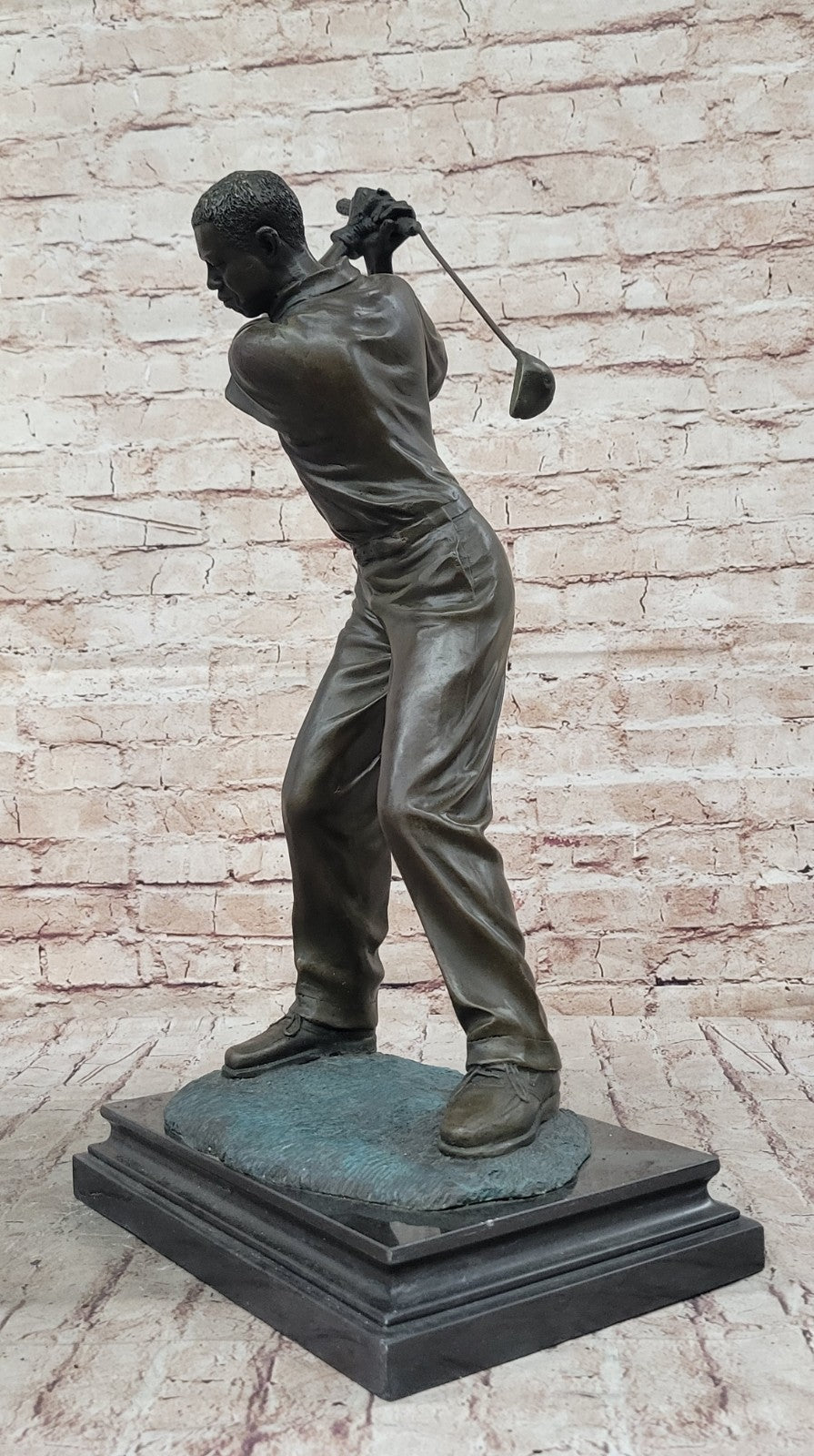 Collectible Milo Sculpture: Handcrafted Solid Bronze Male Golfer Figurine