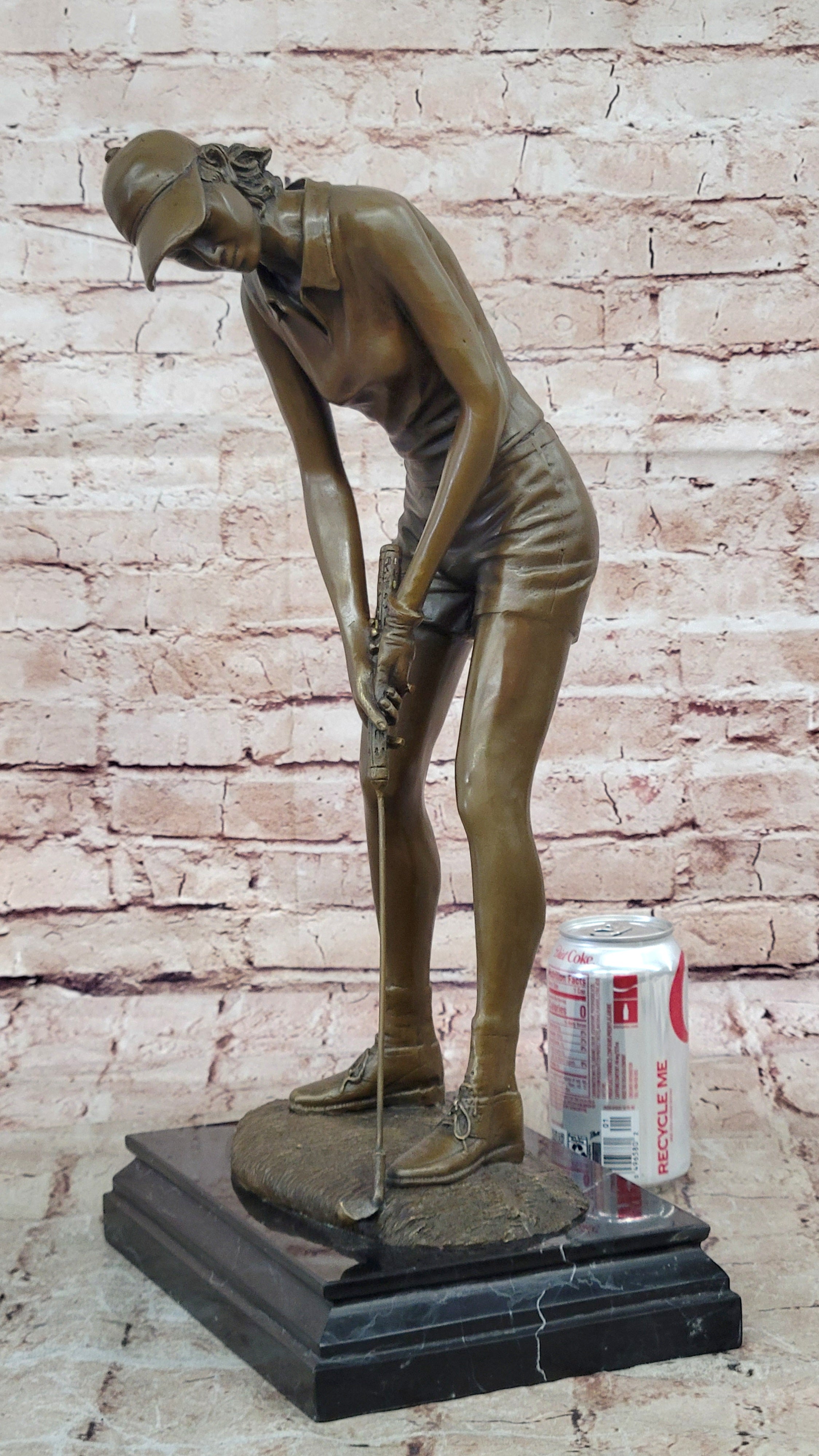 Collectible Bronze Sculpture Statue Female Golfer Signed Milo Sport Gift Artwork