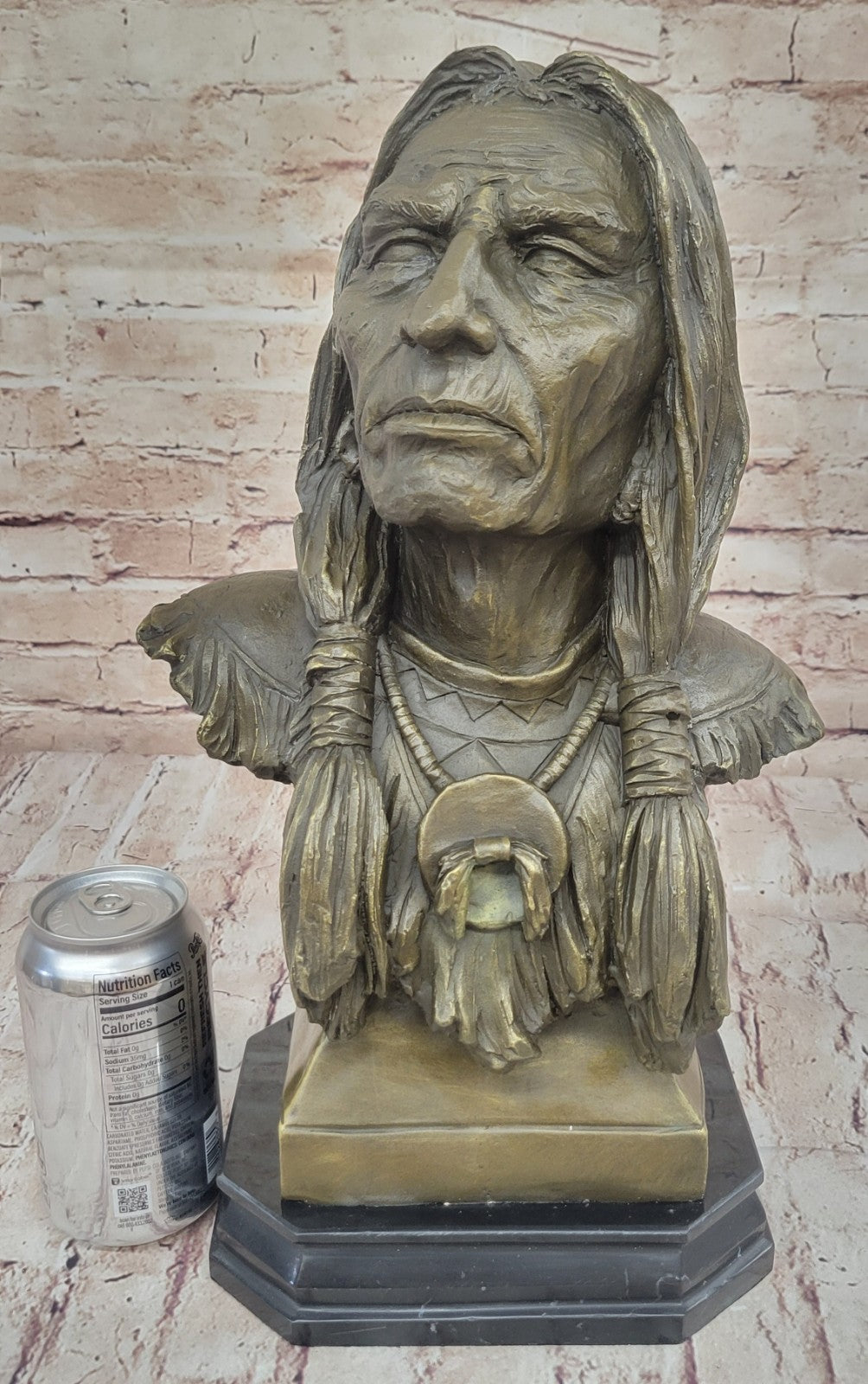 Signed Hot Cast original Milo Indian Chief Bust Bronze Sculpture Cultural Figure