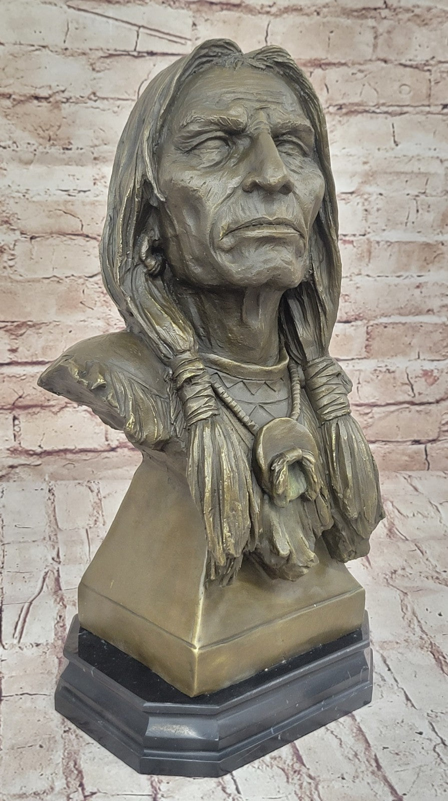 Signed Hot Cast original Milo Indian Chief Bust Bronze Sculpture Cultural Figure