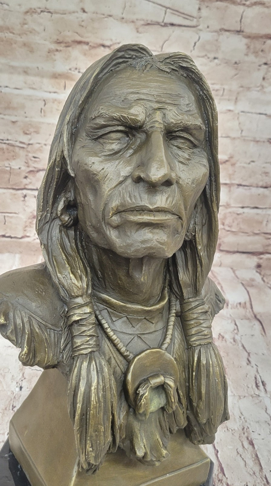 Signed Hot Cast original Milo Indian Chief Bust Bronze Sculpture Cultural Figure