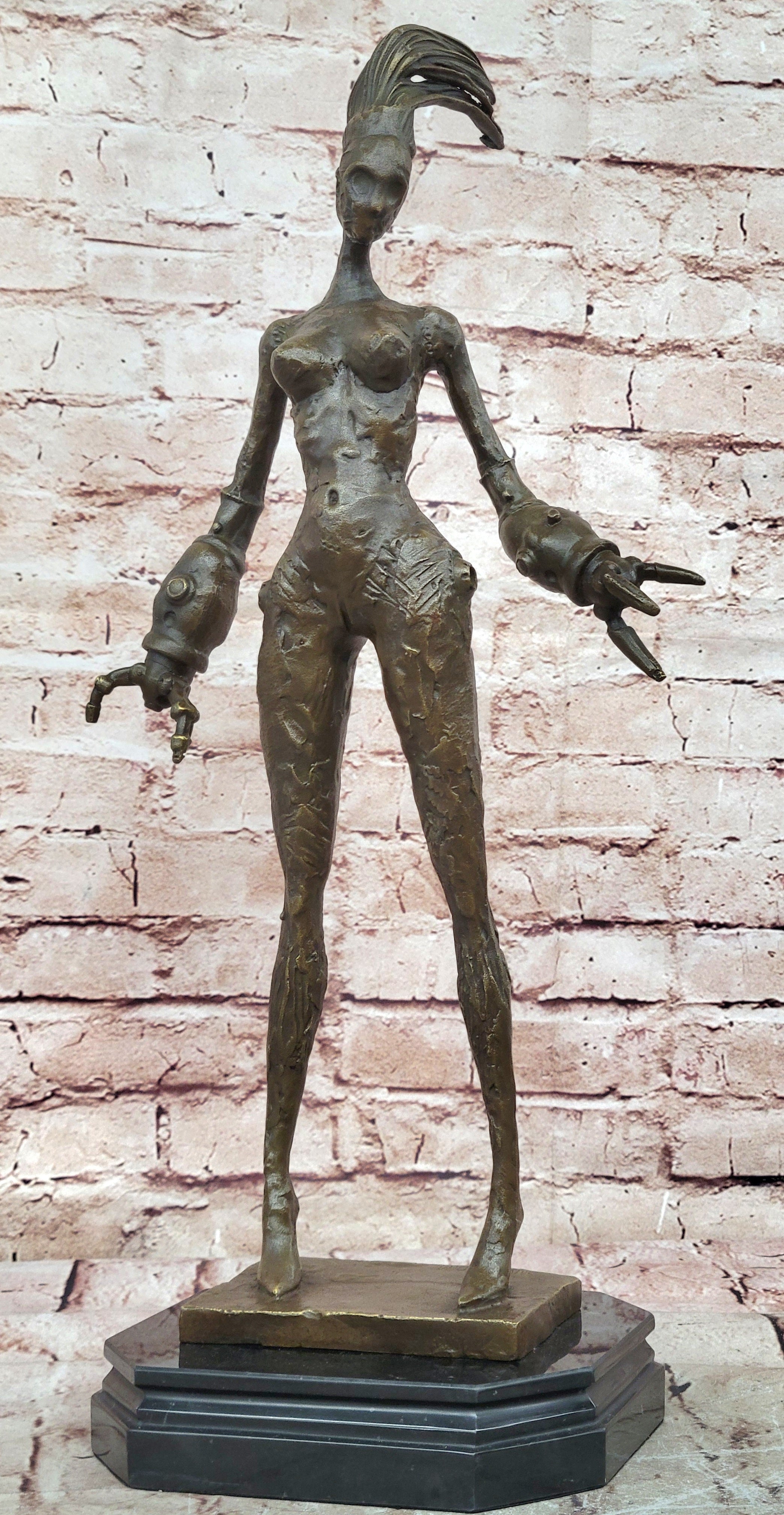Modern Art - Standing Space Woman - Abstract Bronze Nude - Signed DALI Decorativ