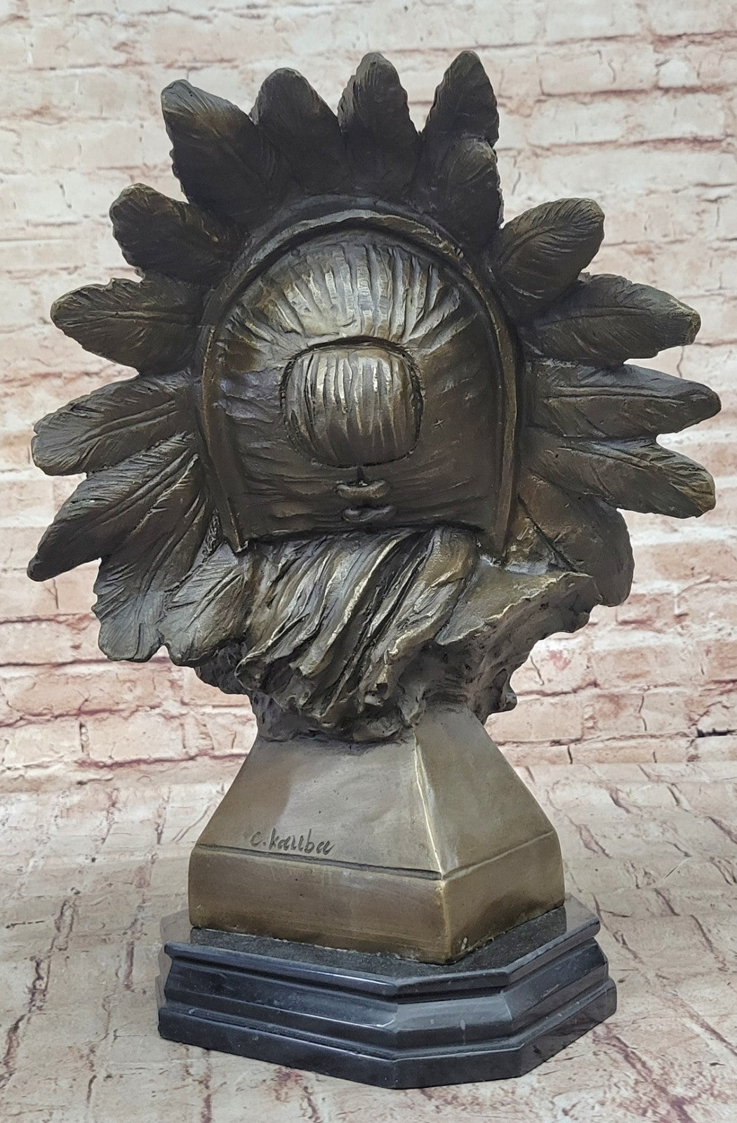 Hot Cast Large Indian Chief By Carl Kauba Bronze Classic Americana Sculpture Art