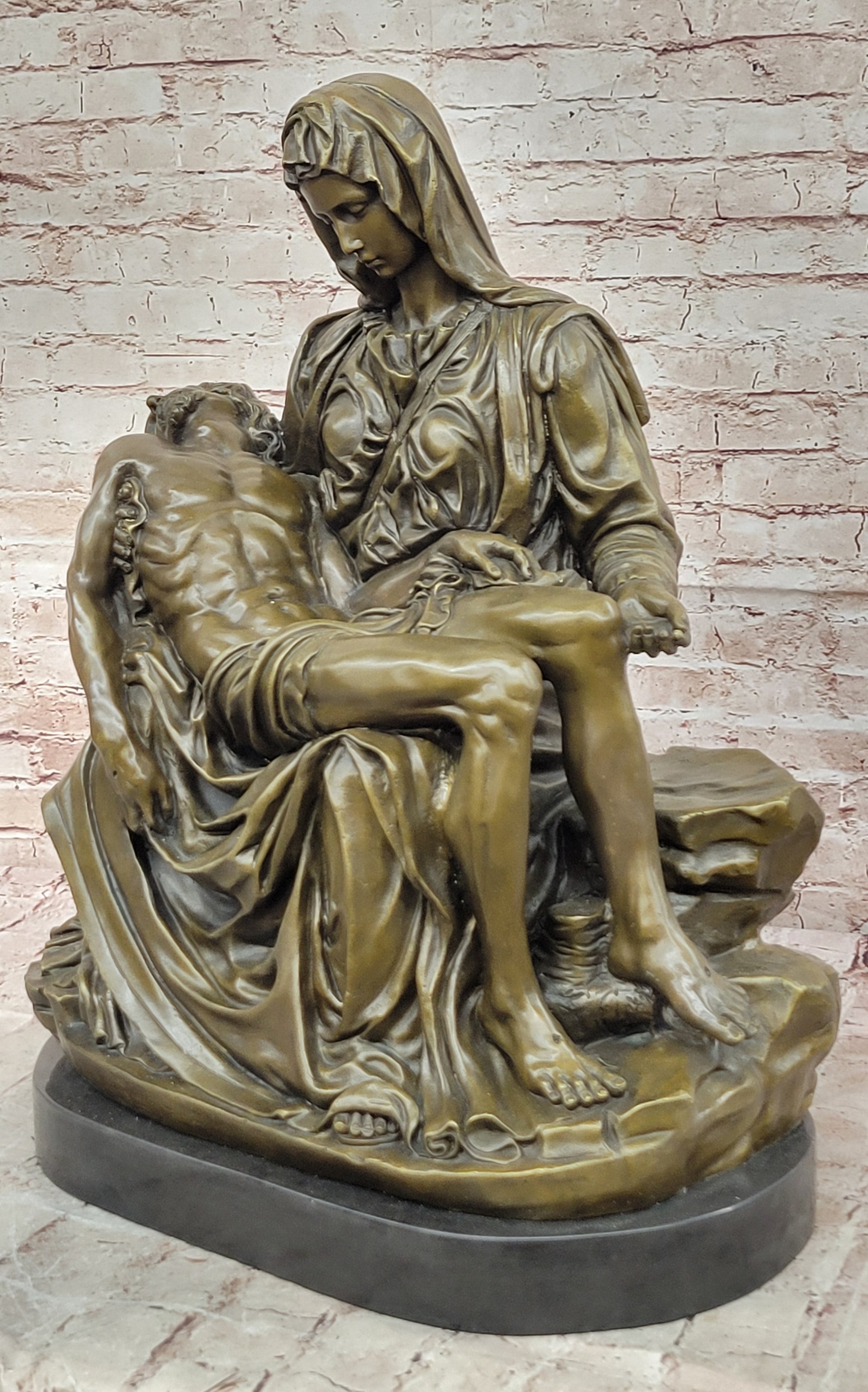 Valli Signed Pieta Bronze Statue Religious Masterpiece Heavy Cast Artwork
