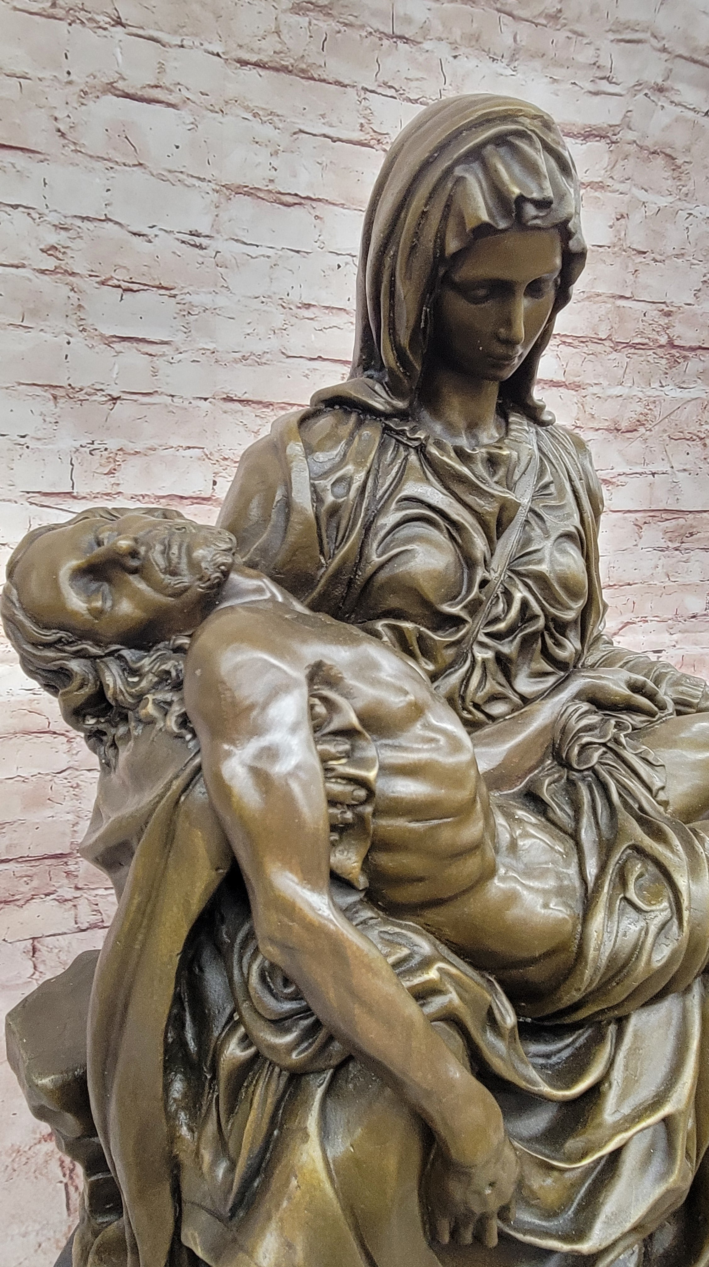 Valli Signed Pieta Bronze Statue Religious Masterpiece Heavy Cast Artwork