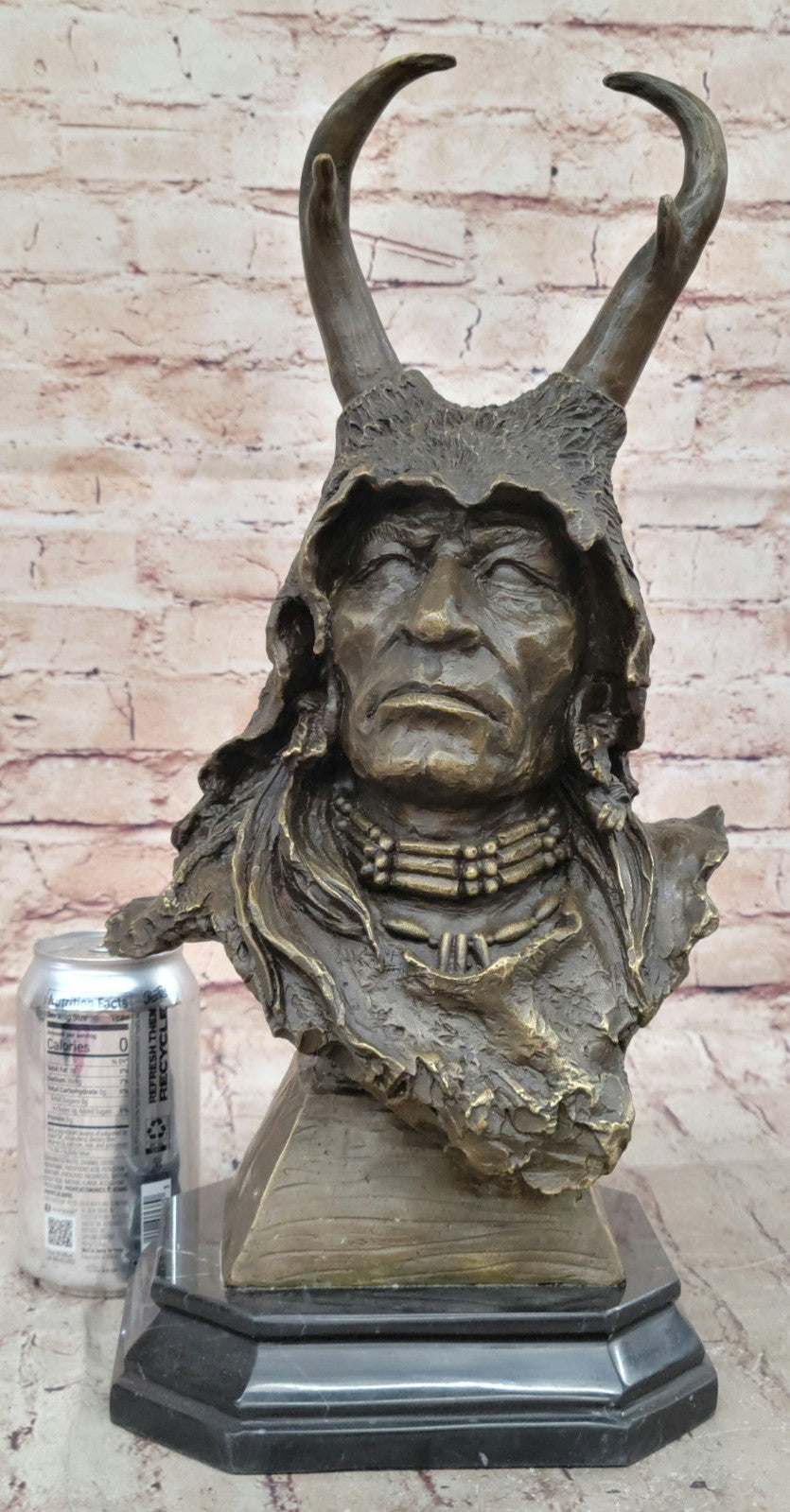 Native American Art Indian Chief Southwerstern Bronze Bust Sculpture Statue LRGE