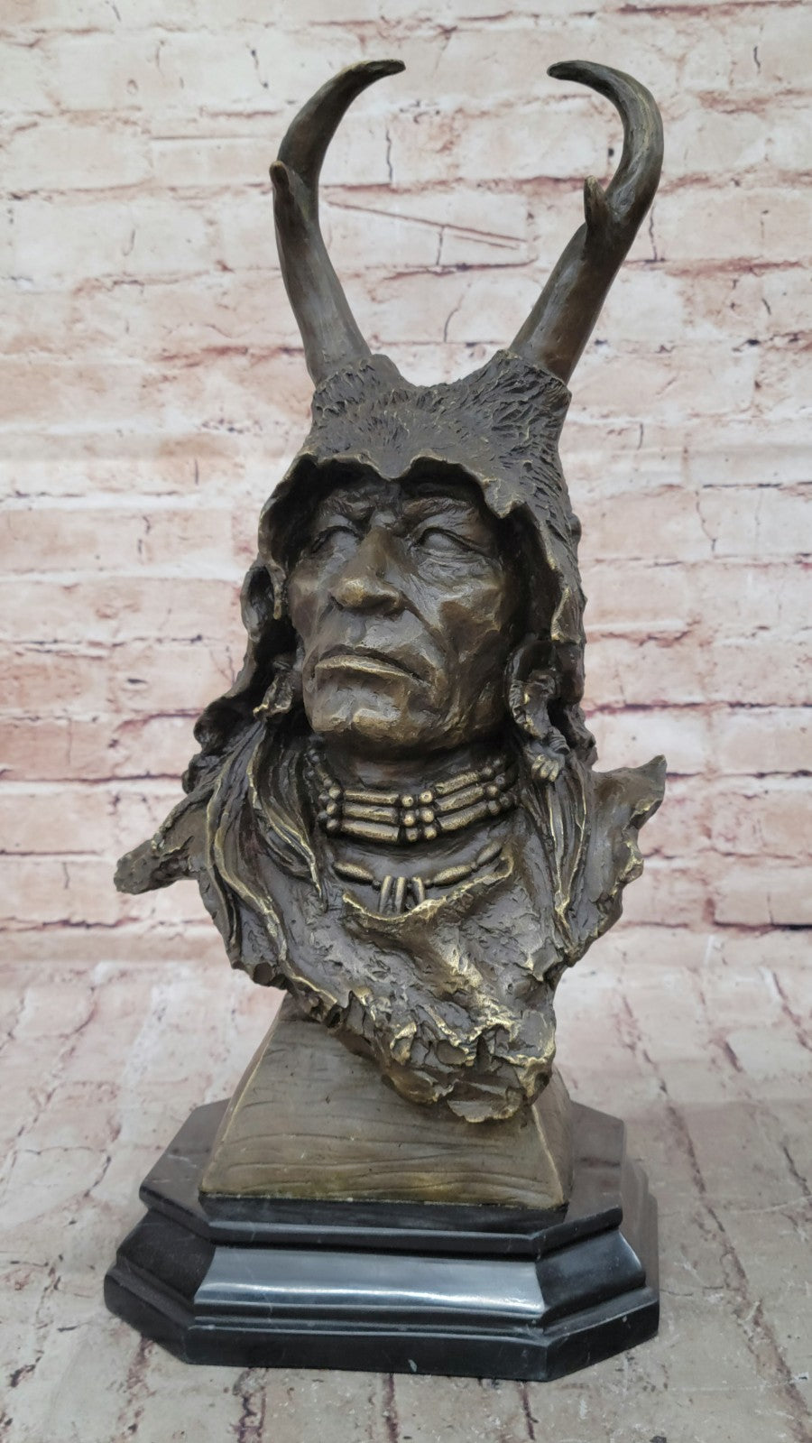 Native American Art Indian Chief Southwerstern Bronze Bust Sculpture Statue LRGE