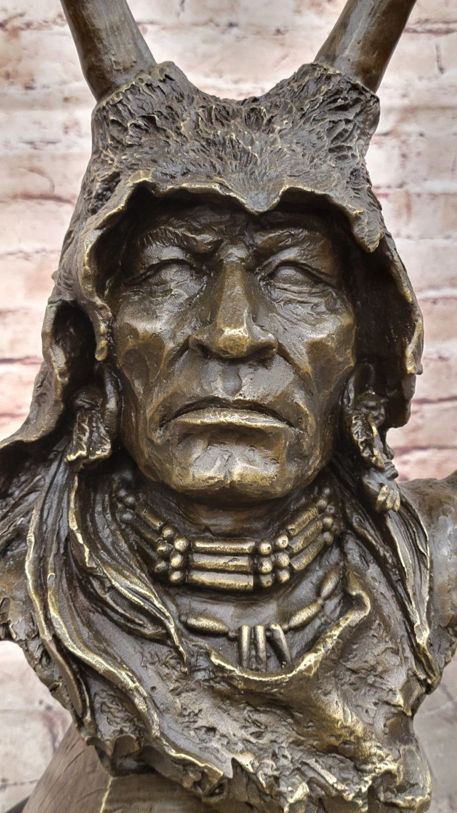 Native American Art Indian Chief Southwerstern Bronze Bust Sculpture Statue LRGE