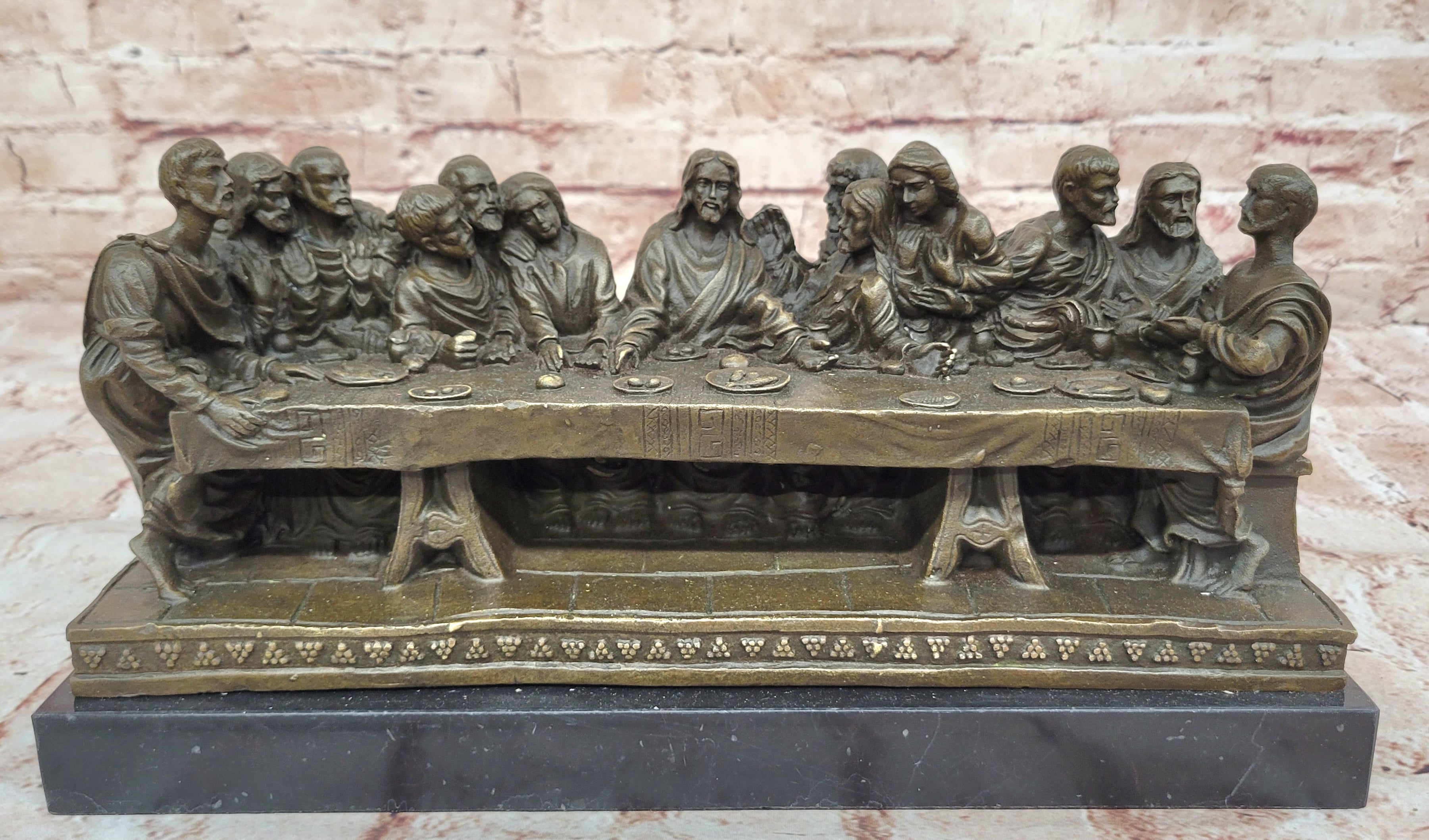 Last Supper Tribute To Leonardo da Vinci Bronze Sculpture Statue Figurine Sale