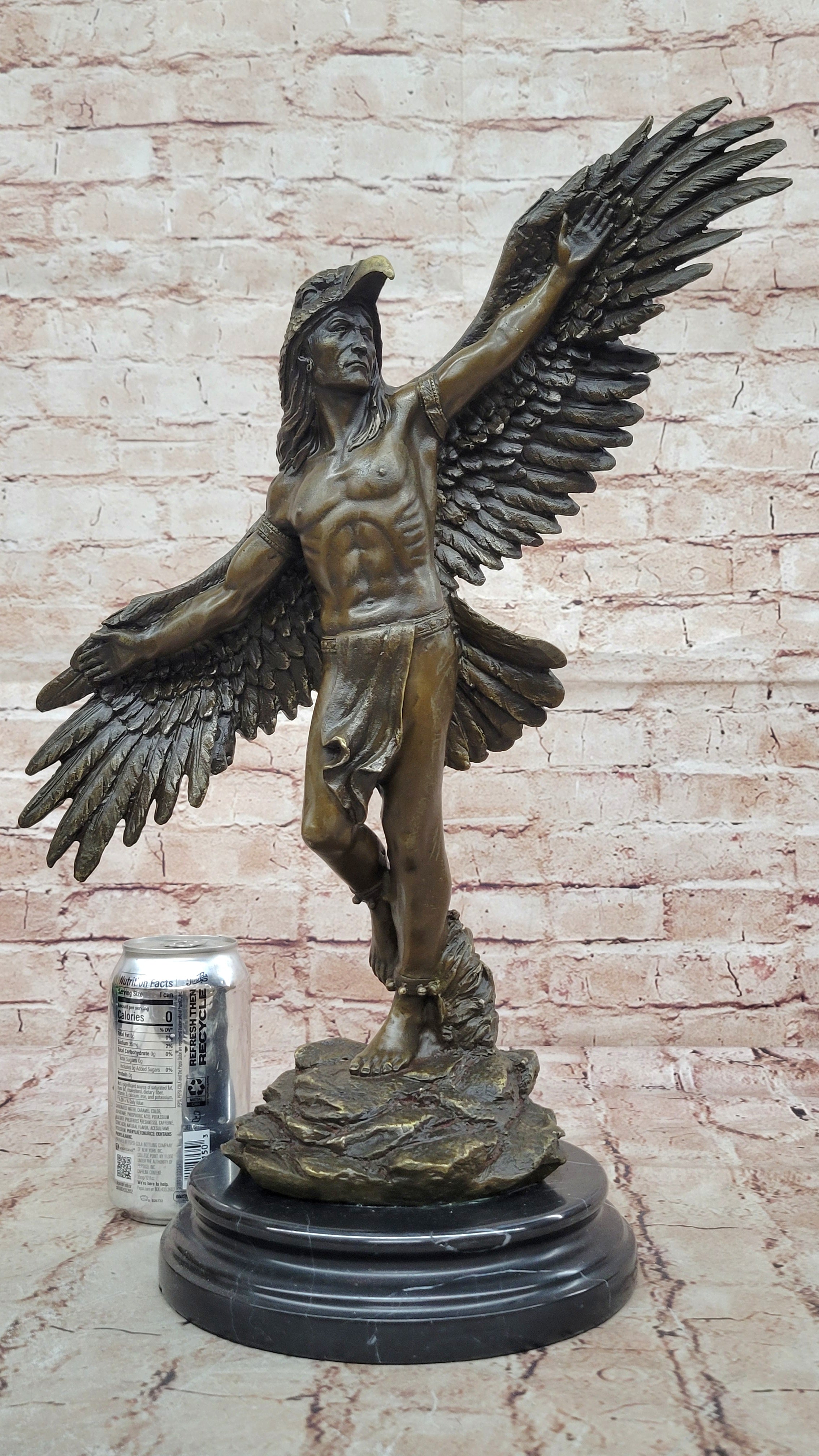 NATIVE AMERICAN INDIAN CHIEF GERONIMO BUST SPEAR BRONZE STATUE SCULPTURE SIGNED