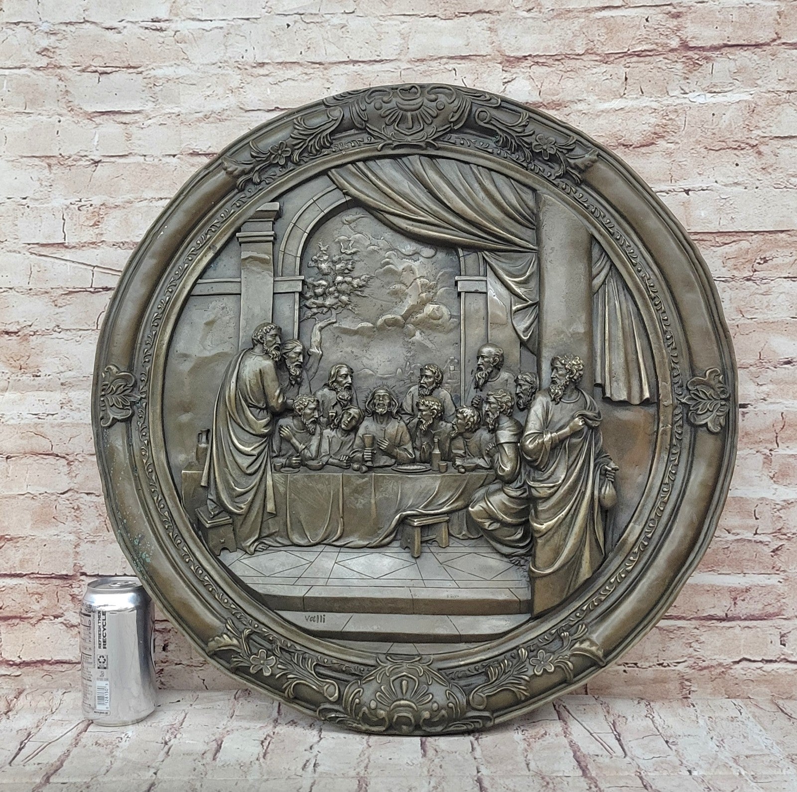 Valli`s Last Supper Real Bronze Bas Relief: Religious Fine Art Sculpture Jesus