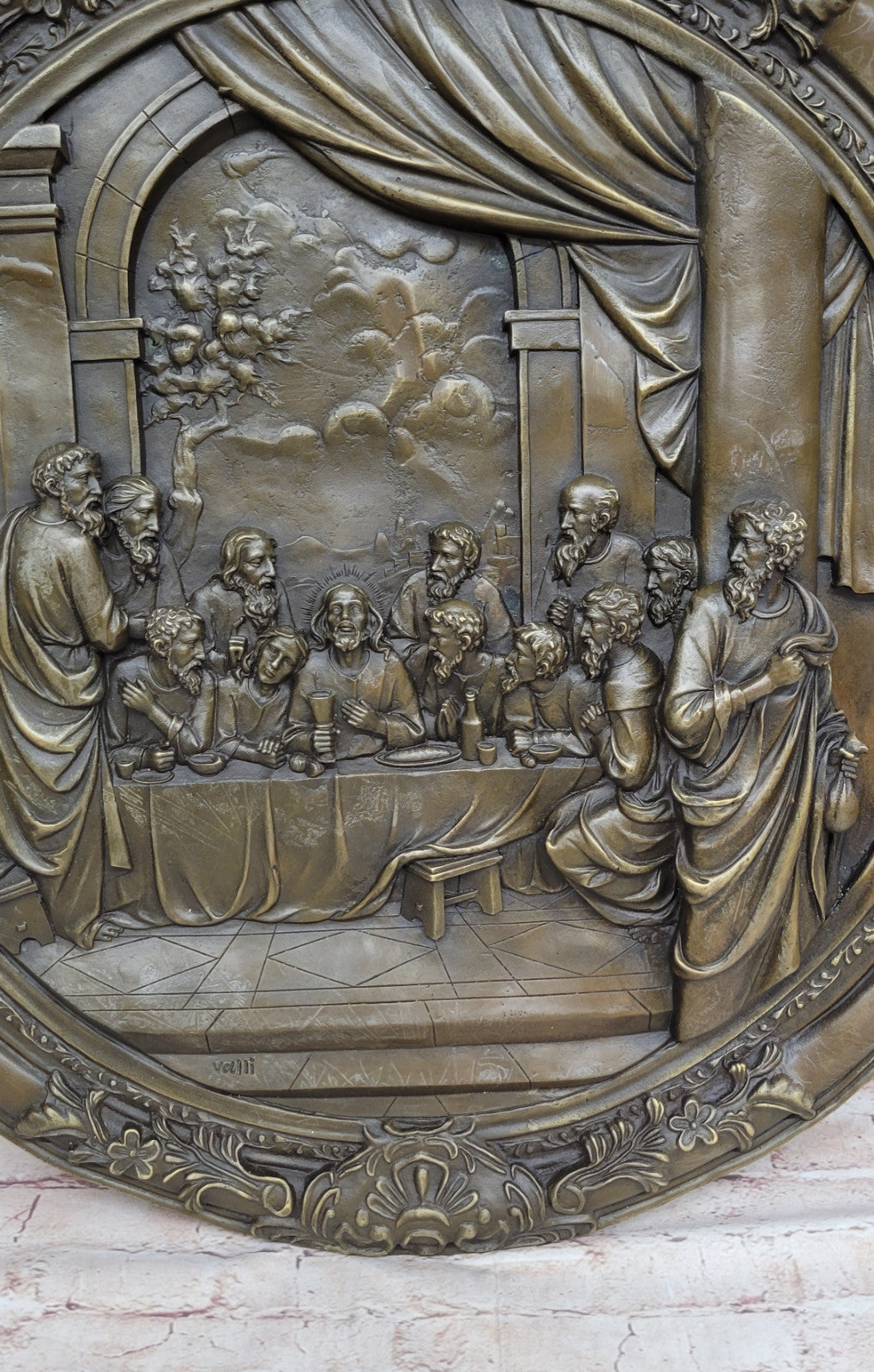 Valli`s Last Supper Real Bronze Bas Relief: Religious Fine Art Sculpture Jesus