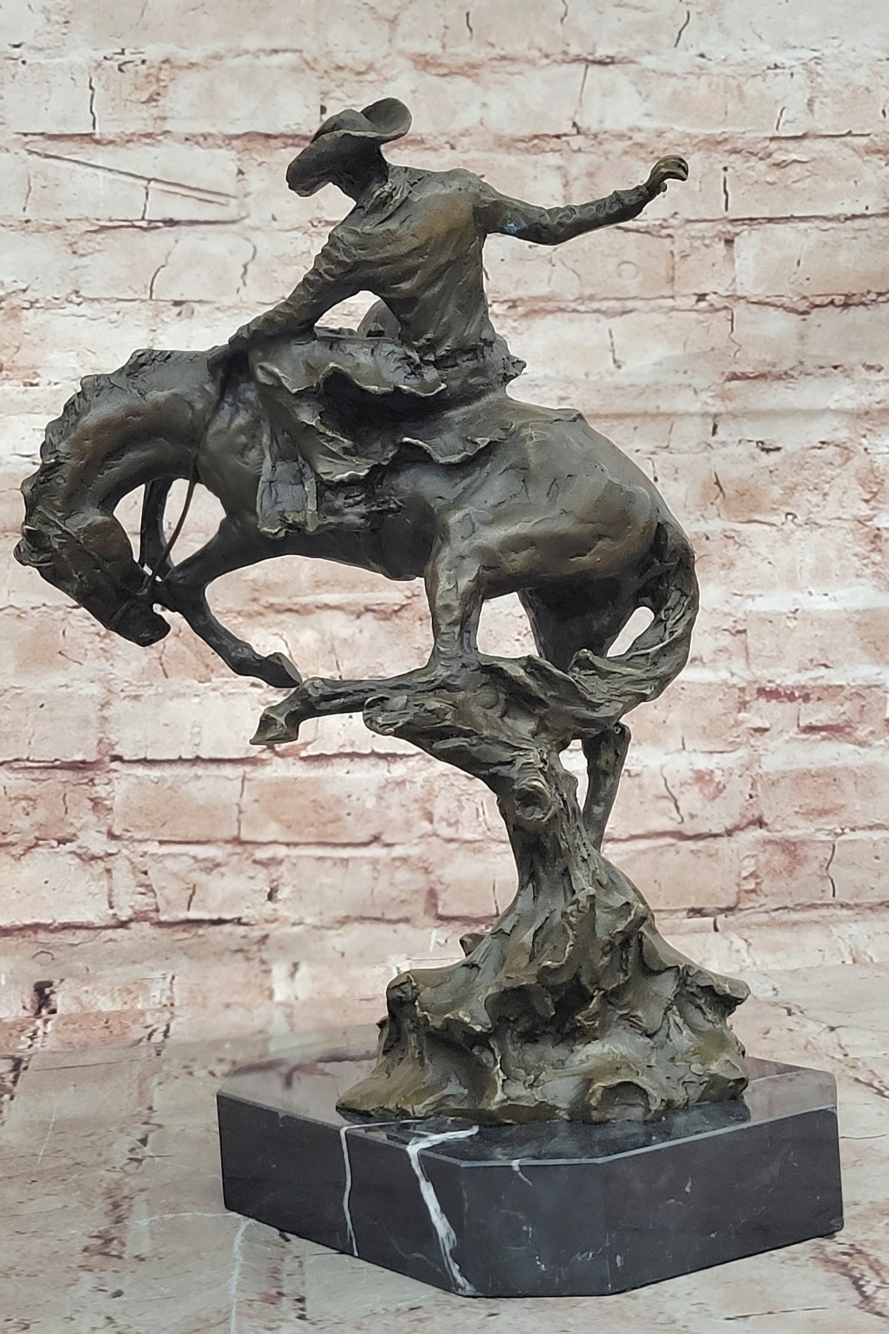 American US Bronco Buster Western Bronze Large Remington Hot Cast Figurine Sale