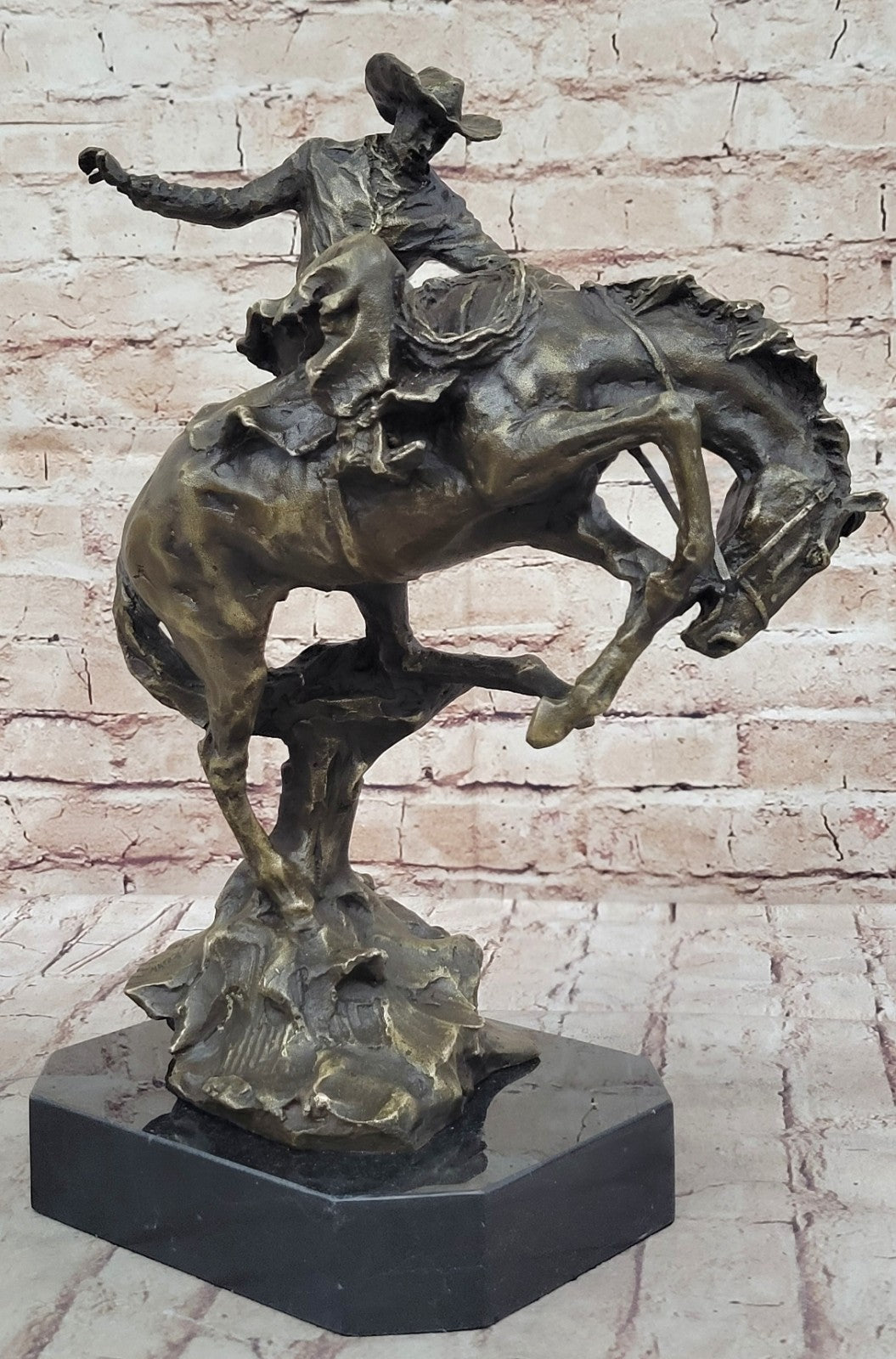 American US Bronco Buster Western Bronze Large Remington Hot Cast Figurine Sale