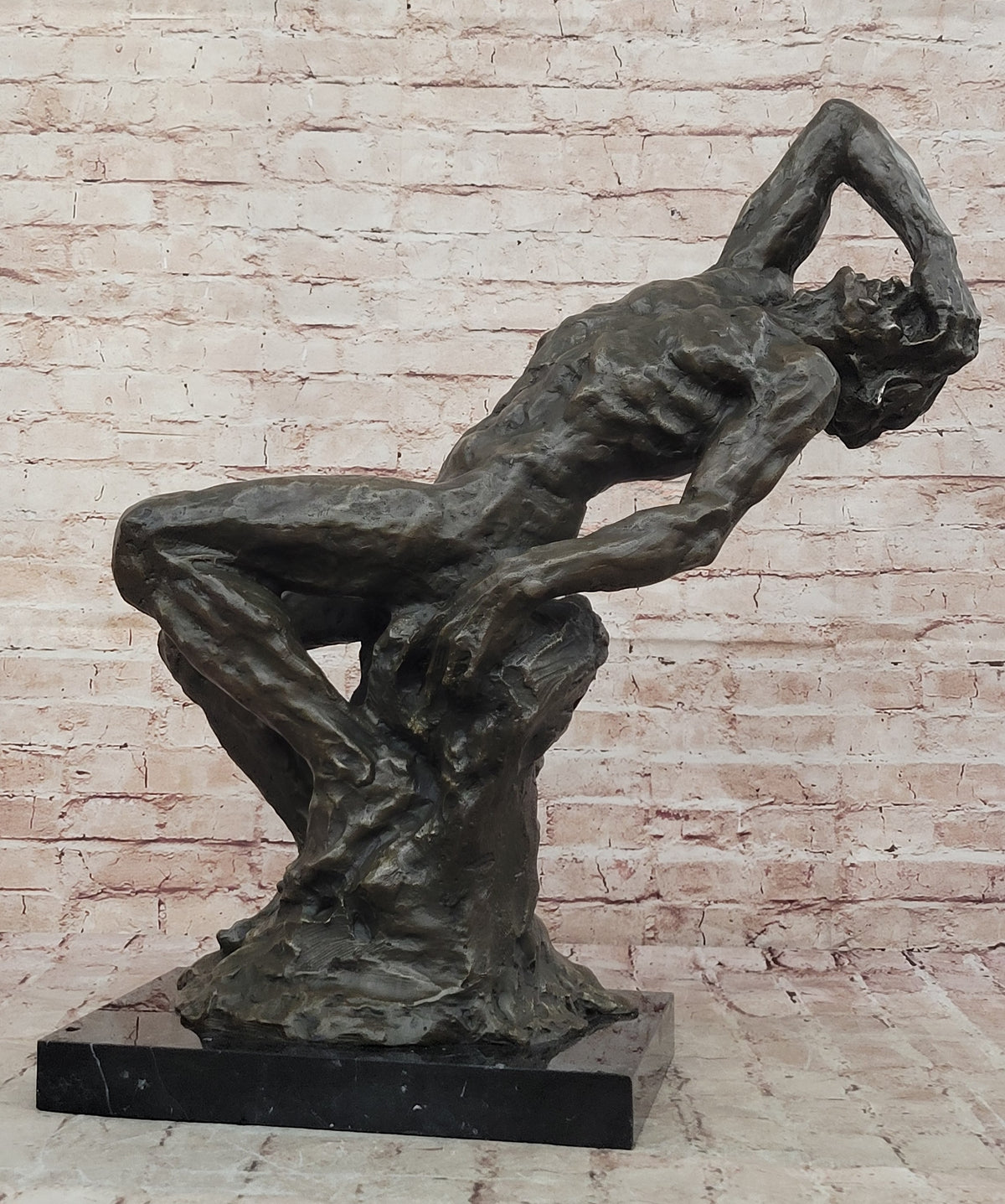 Rodin Inspired Suffering Man Bronze Sculpture Huge Abstract Modern Artwork