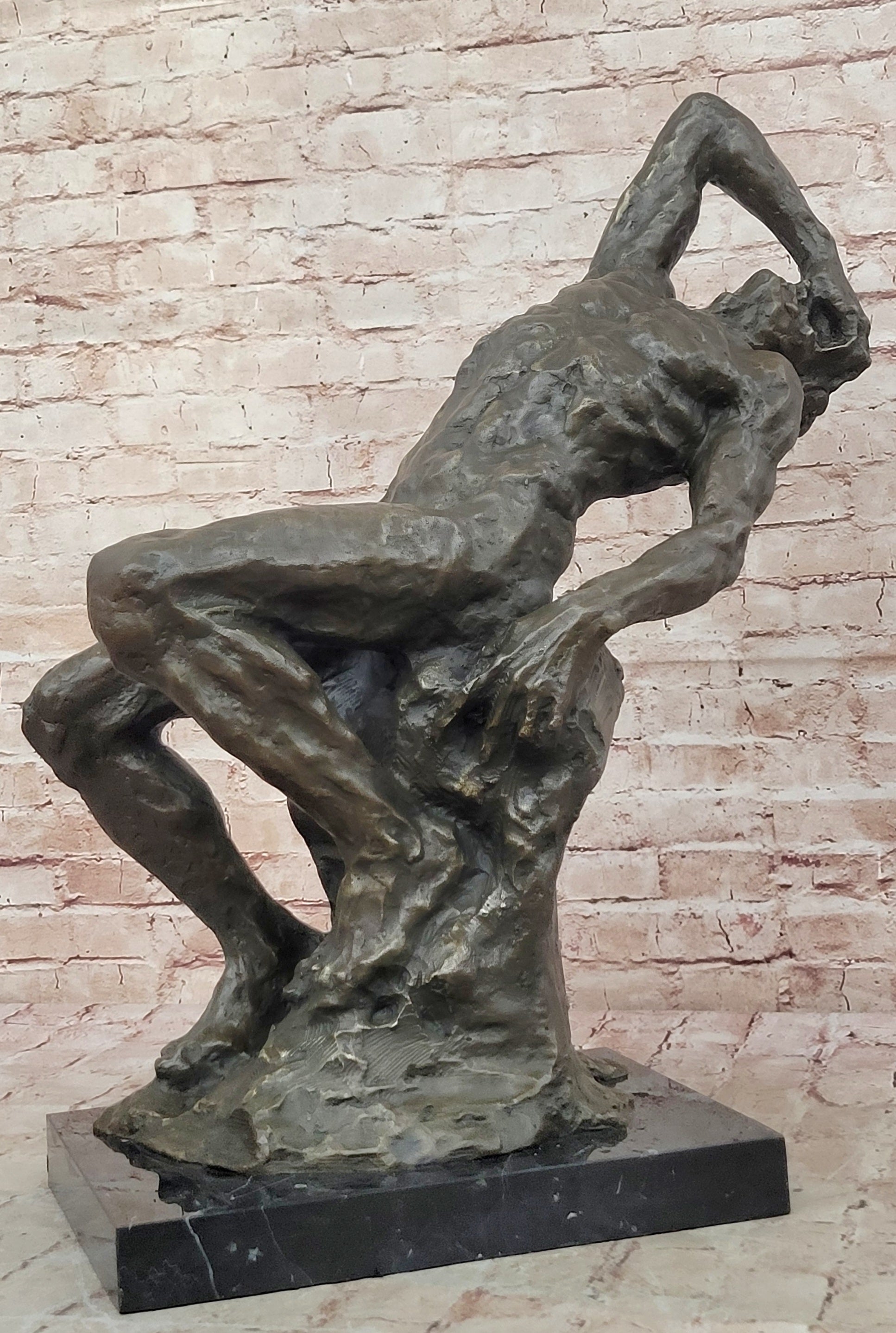 Rodin Inspired Suffering Man Bronze Sculpture Huge Abstract Modern Artwork
