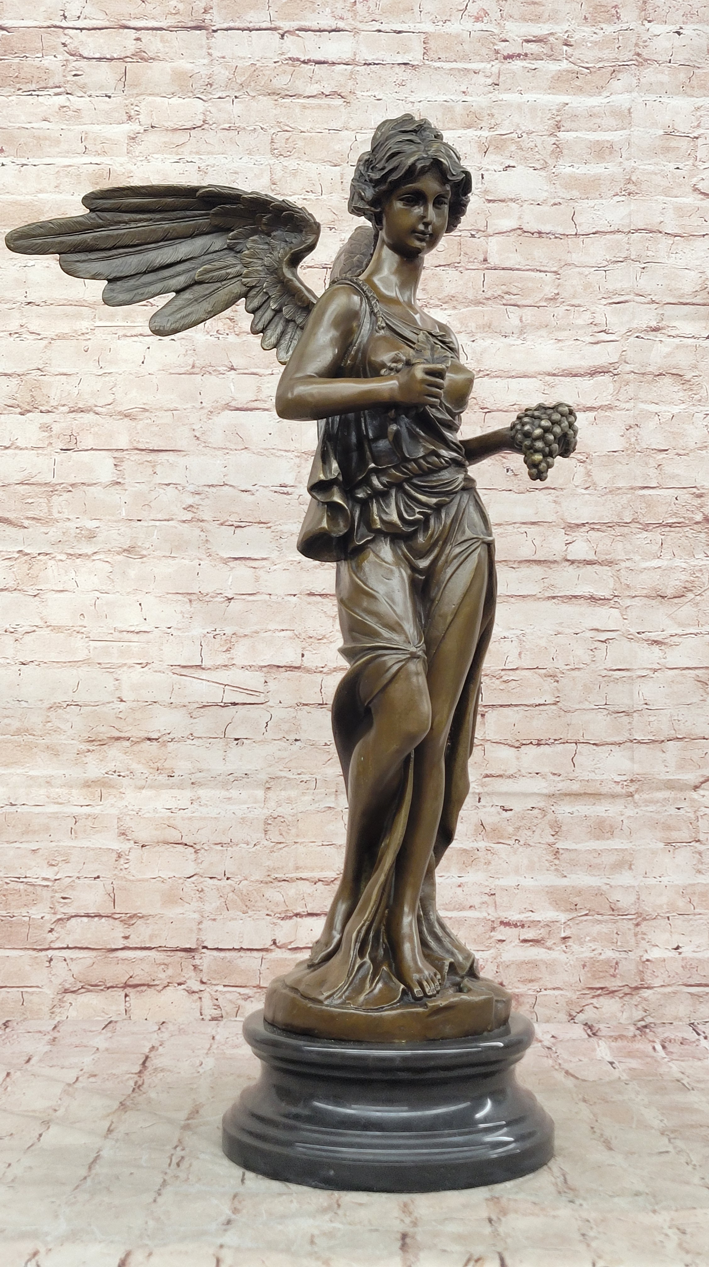 Jean Patoue Goddess Nike Bronze Statue Massive Hot Cast Figurine