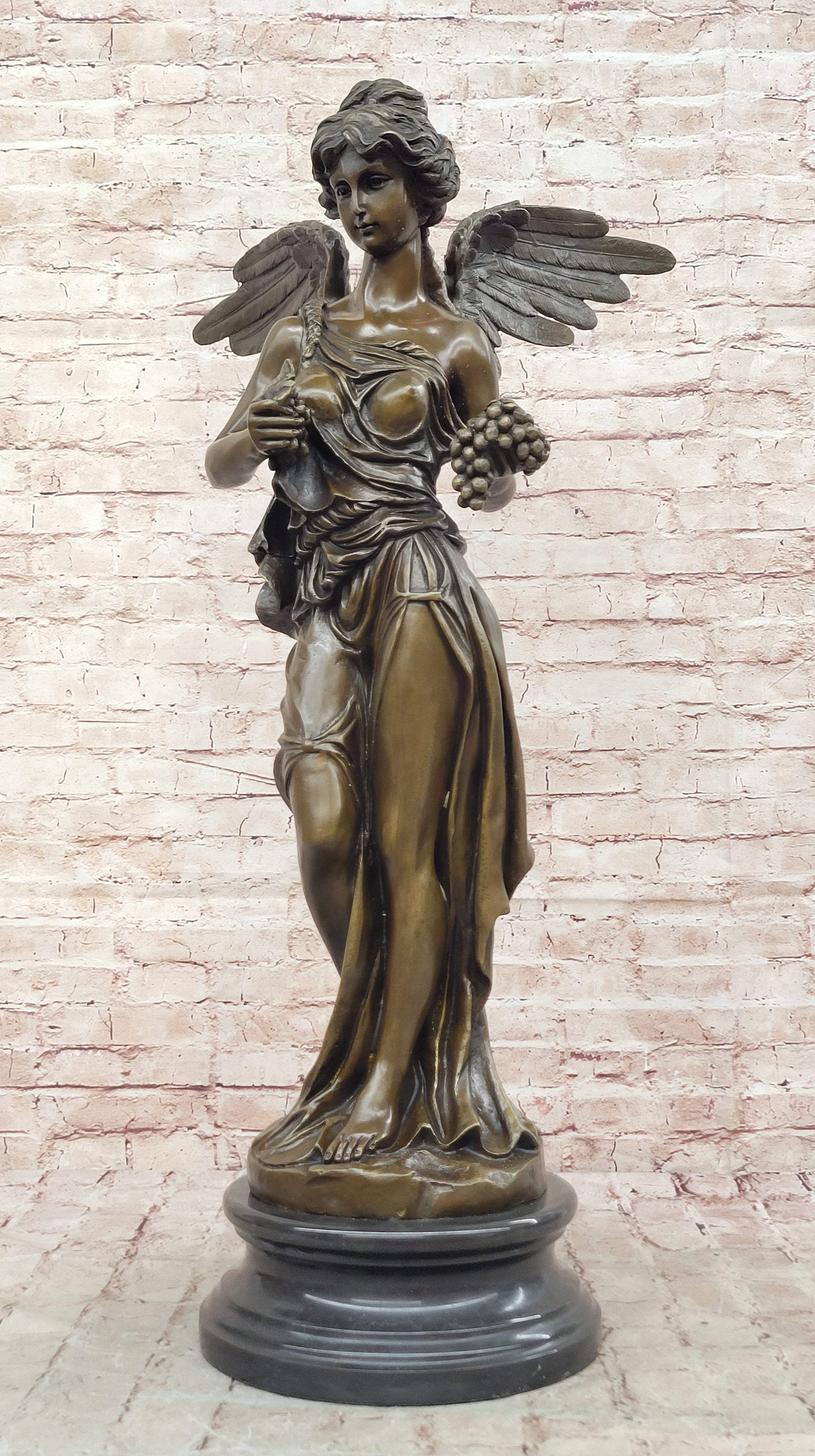 Jean Patoue Goddess Nike Bronze Statue Massive Hot Cast Figurine