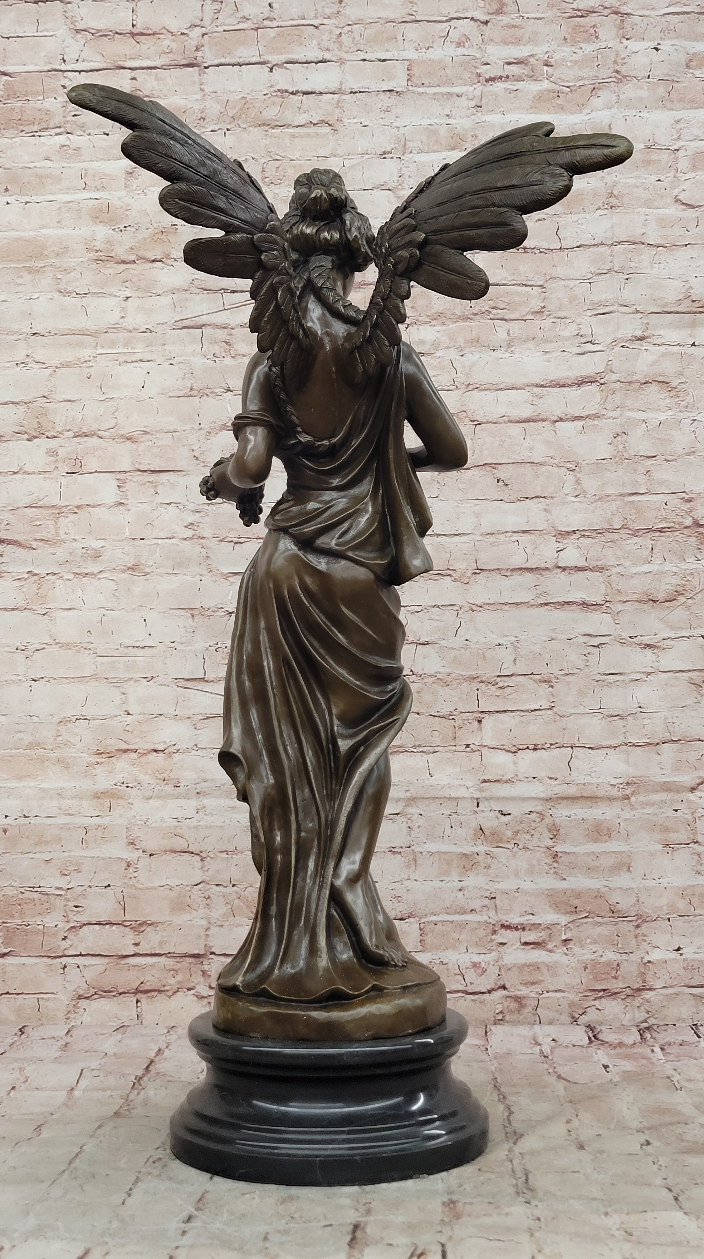 Jean Patoue Goddess Nike Bronze Statue Massive Hot Cast Figurine