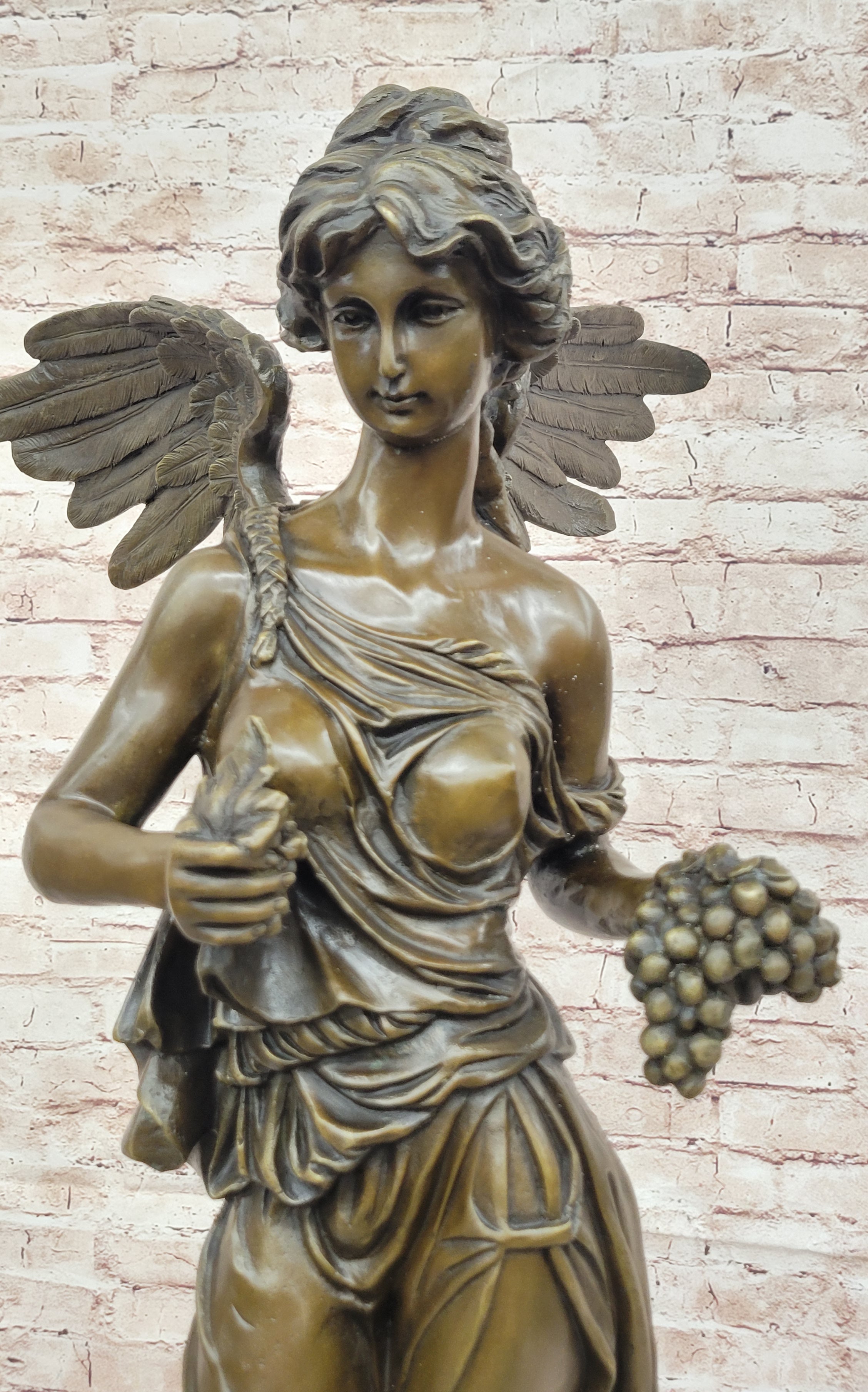 Jean Patoue Goddess Nike Bronze Statue Massive Hot Cast Figurine
