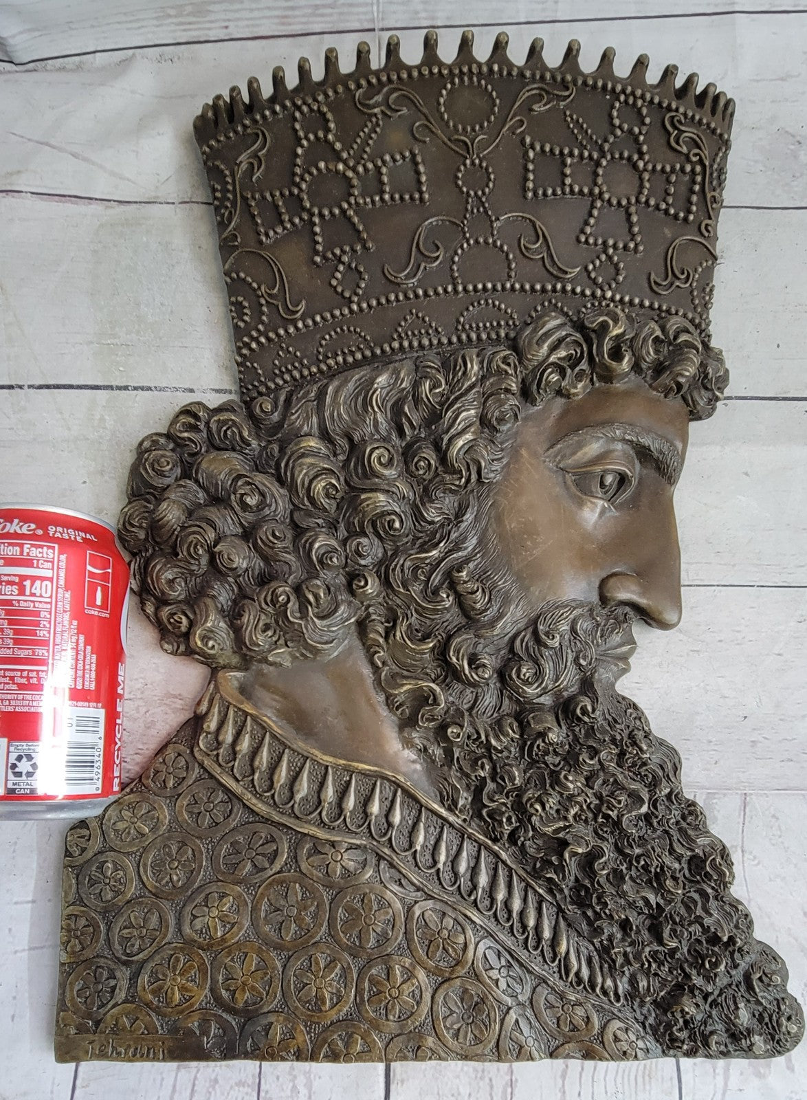 Art Deco Bronze Sculpture “Cyrus the Great” – Persian Empire King Wall Décor by Tehrani