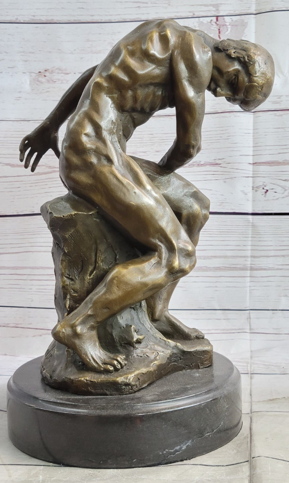Handcrafted bronze sculpture SALE Male Erotic Sensual Nude Rodin Signed Large