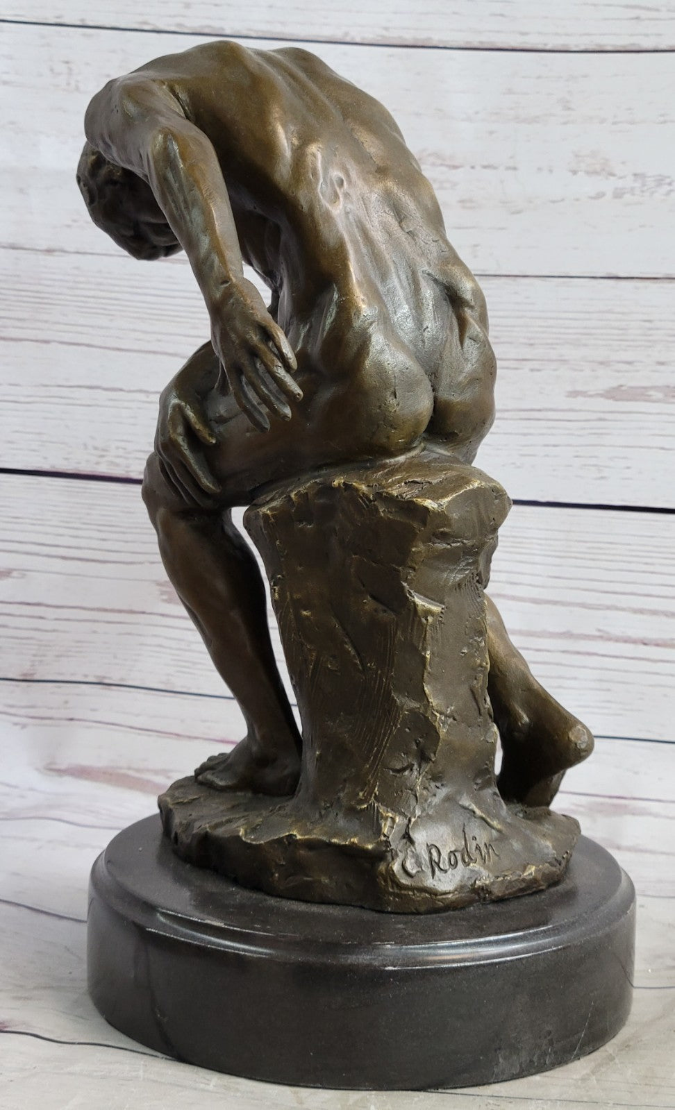 Handcrafted bronze sculpture SALE Male Erotic Sensual Nude Rodin Signed Large