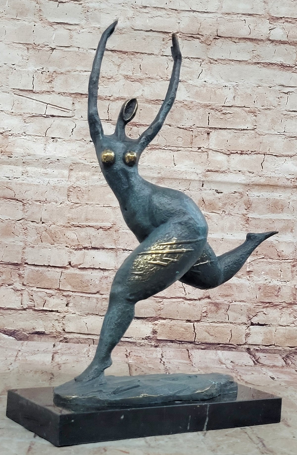 Green Patina Abstract Modern Art Chubby Woman Bronze Sculpture Figurine