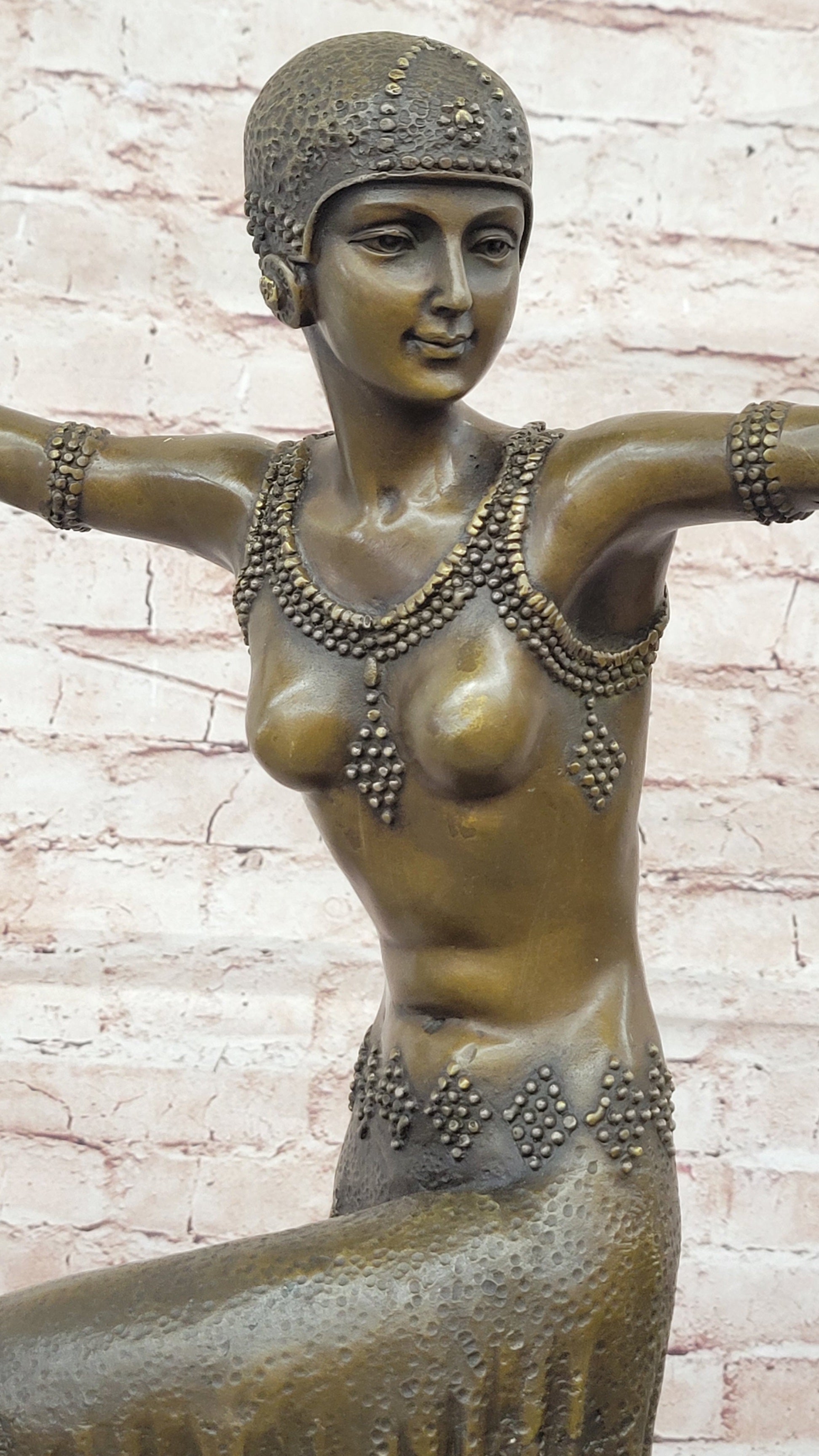 Art Deco/Nouveau Dancer Bronze Statue Chiparus Female Figurine Marble Base