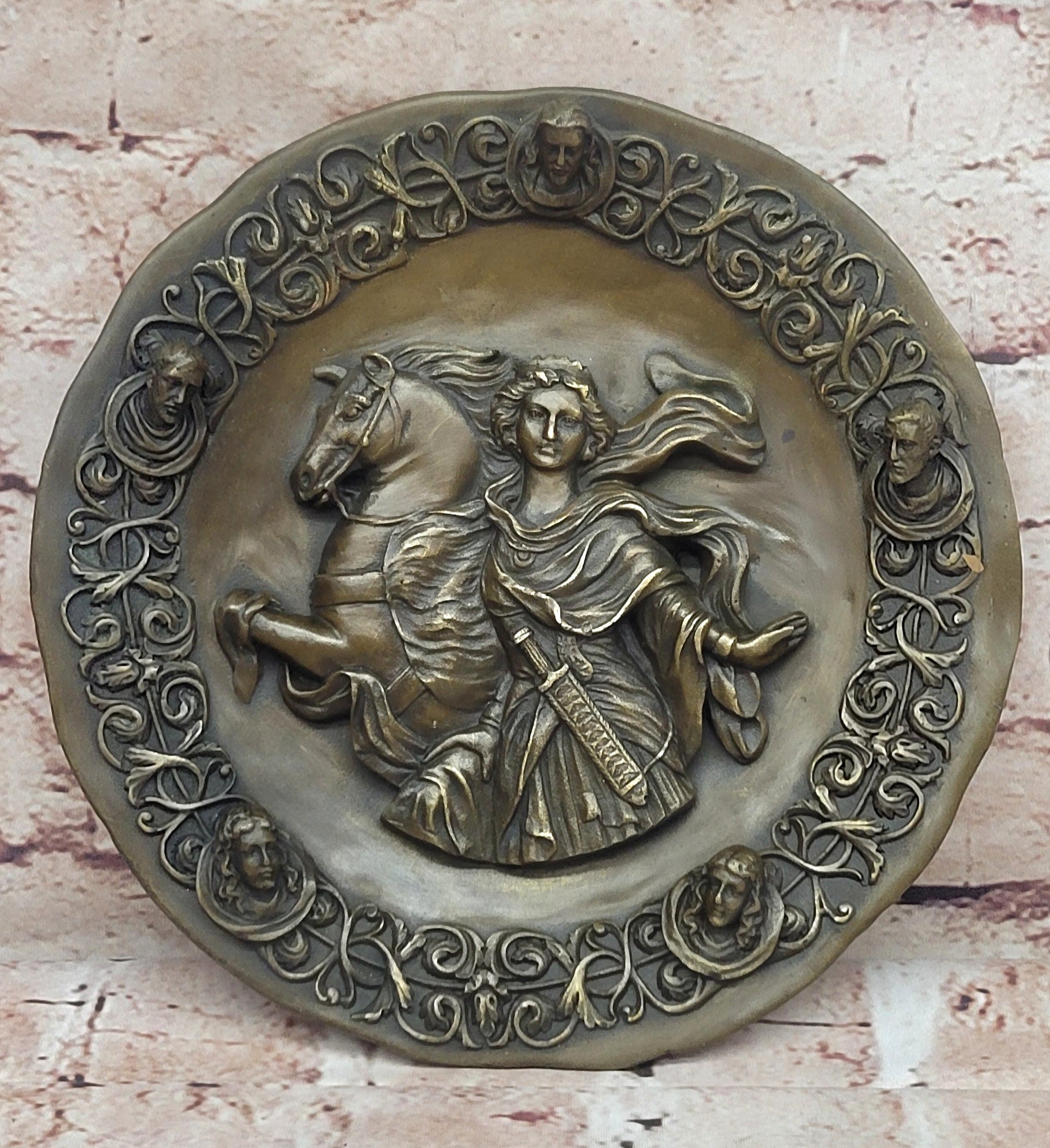 Classic Art Bronze Marble Art Statue Greek goddess of Athena warrior Statue