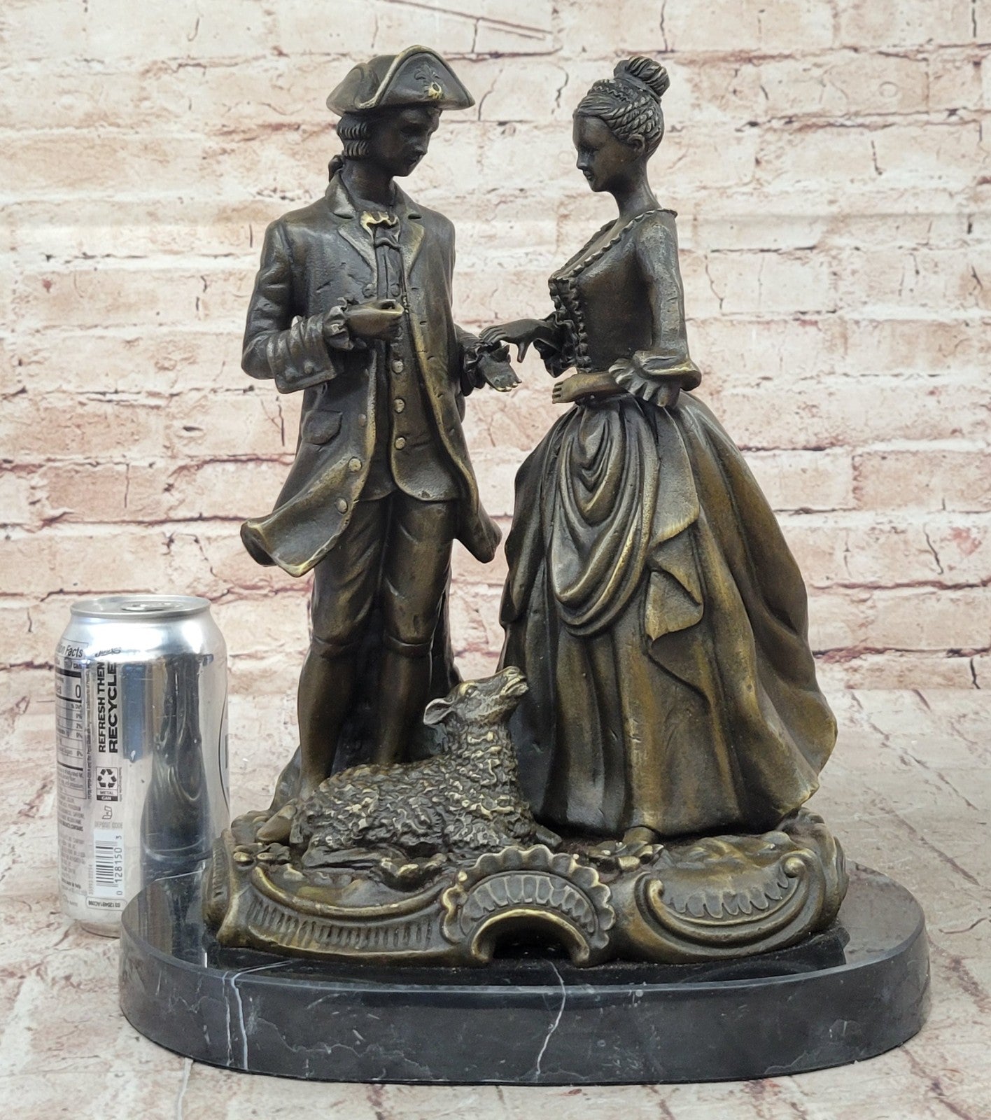 Courting Couple - Large 100% Bronze By French Artist Milo Figurines Colonial Art