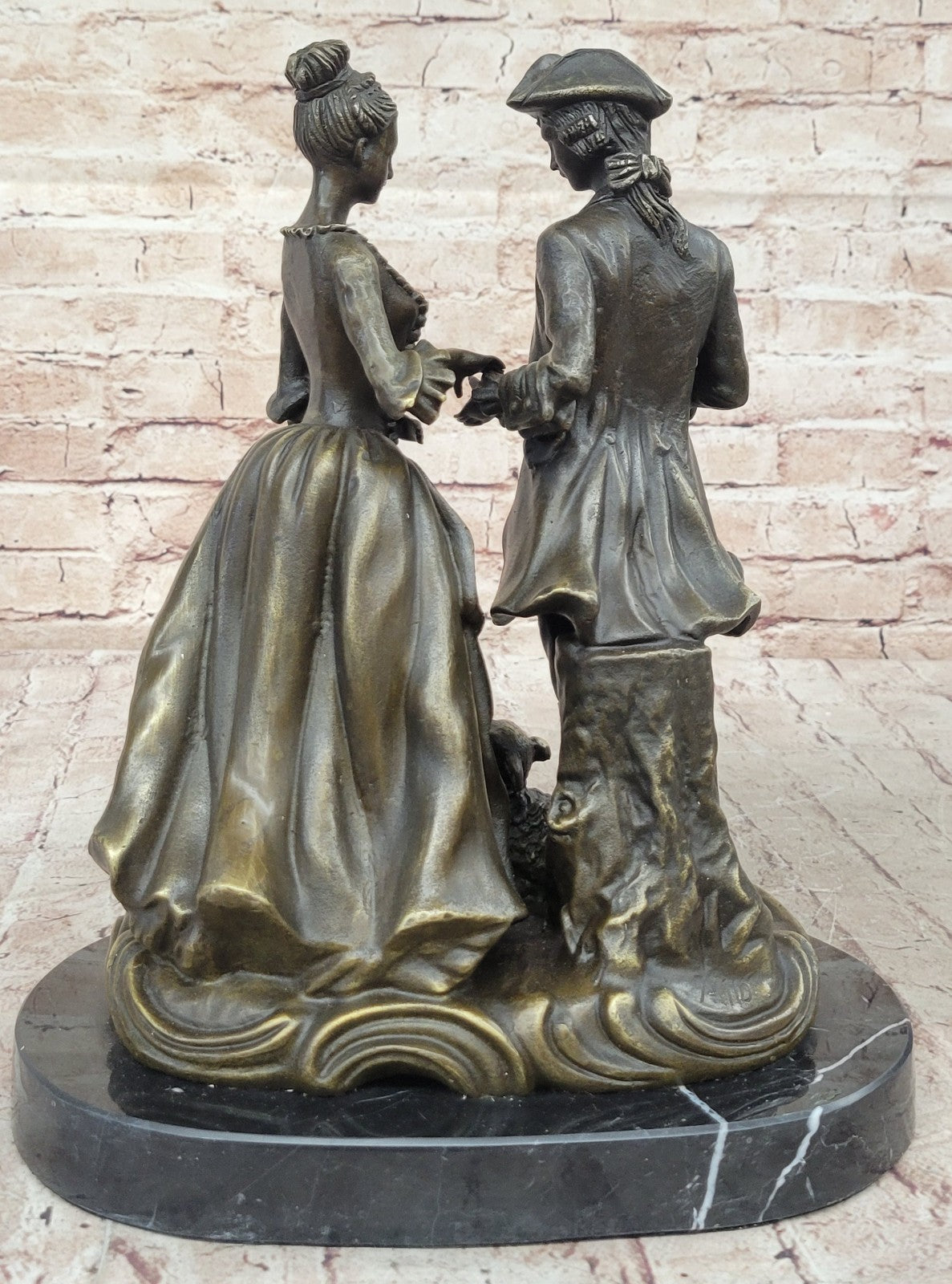 Courting Couple - Large 100% Bronze By French Artist Milo Figurines Colonial Art