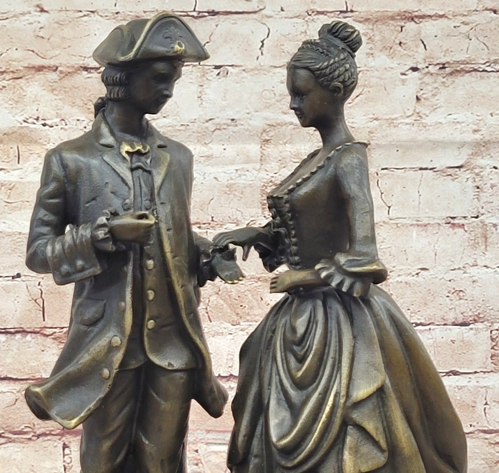 Courting Couple - Large 100% Bronze By French Artist Milo Figurines Colonial Art