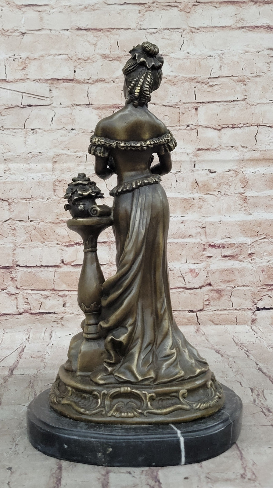 Elegant Bronze Sculpture of Victorian Lady with Dog, Handcrafted by Milo, Hot Cast
