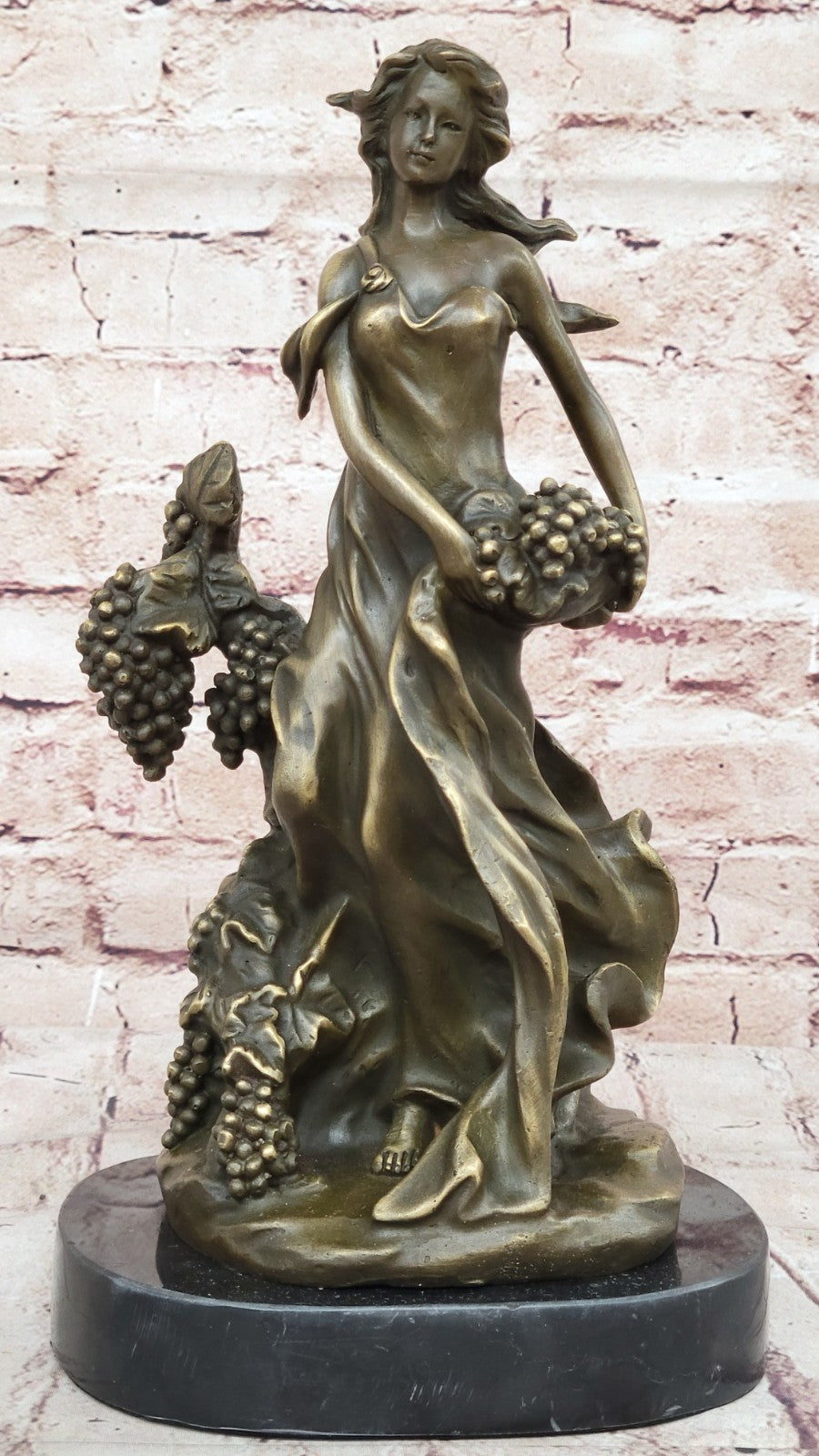Demeter Greek Goddess of Harvest Bust Figurine Statue Genuine Real Bronze Figure