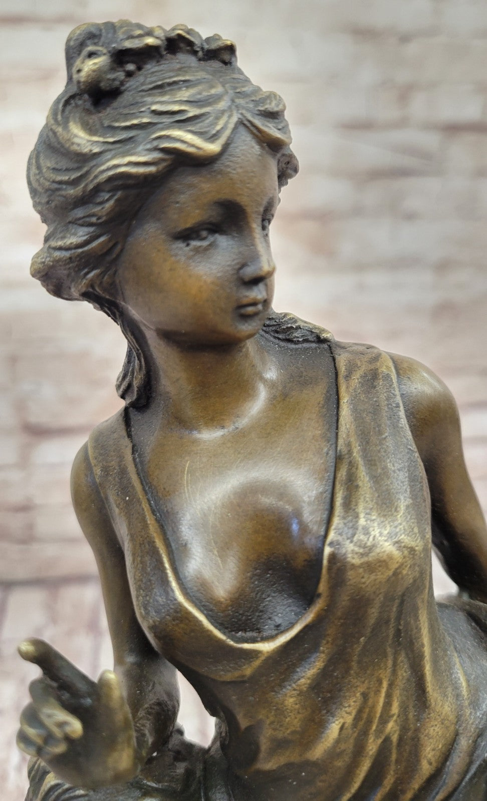 Bronze Aphrodite with Philosopher Bust by Moreau, Greek Roman Mythology Figurine for Office