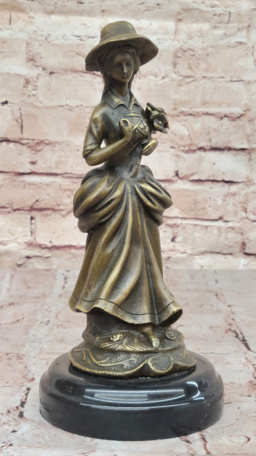 Victorian Woman Bronze Sculpture with Long Dress by Milo Classic Decor Gift