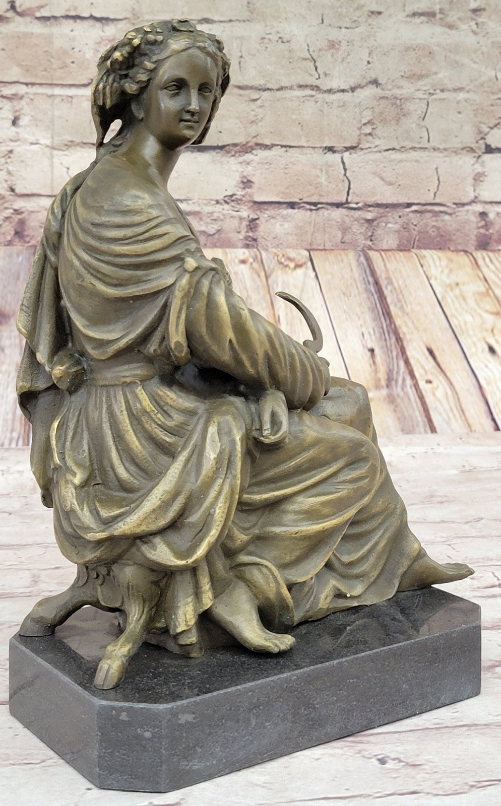 Hippolyte François Moreau (French, 1832–1927) Bronze Sculpture Entitled Farmer Girl