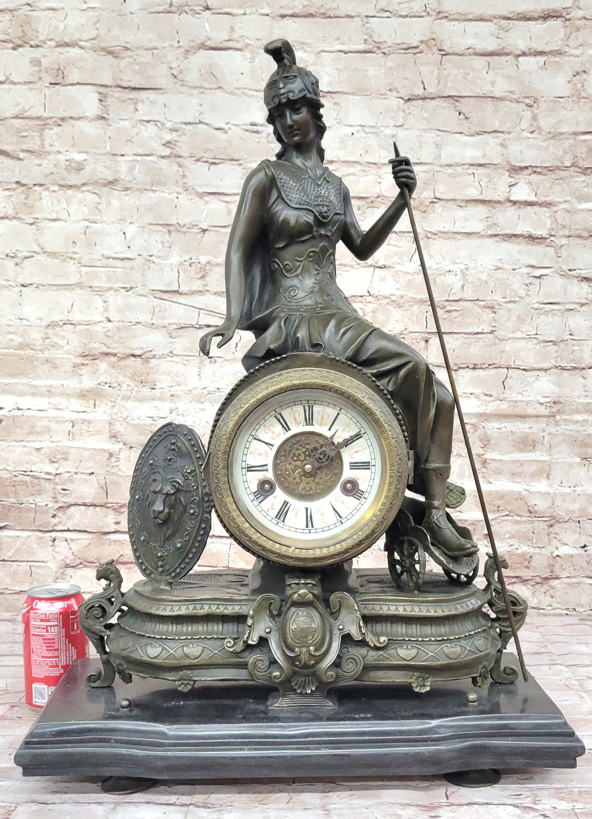 Athena Mantle Clock Sculpture – Extra Large Bronze Artwork for Home & Office Decor