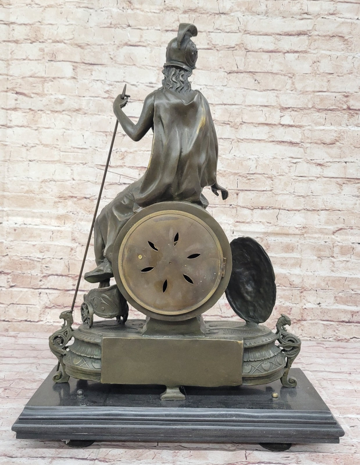 Athena Mantle Clock Sculpture: Extra Large Bronze Artwork for Home and Office Decoration
