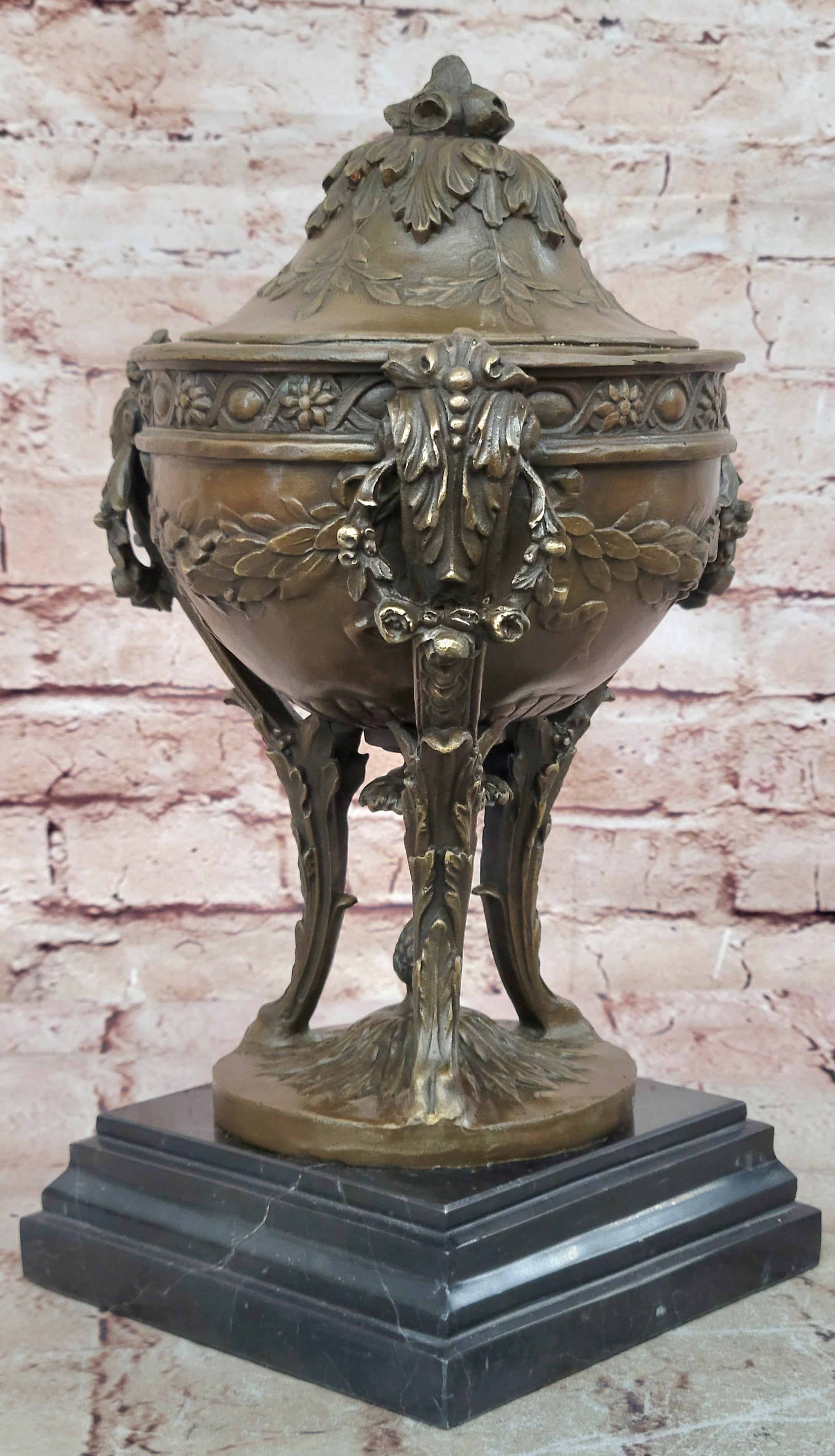 Louis XVI Style Bronze Mounted Urn: Handmade Keepsake Figure Hot Cast