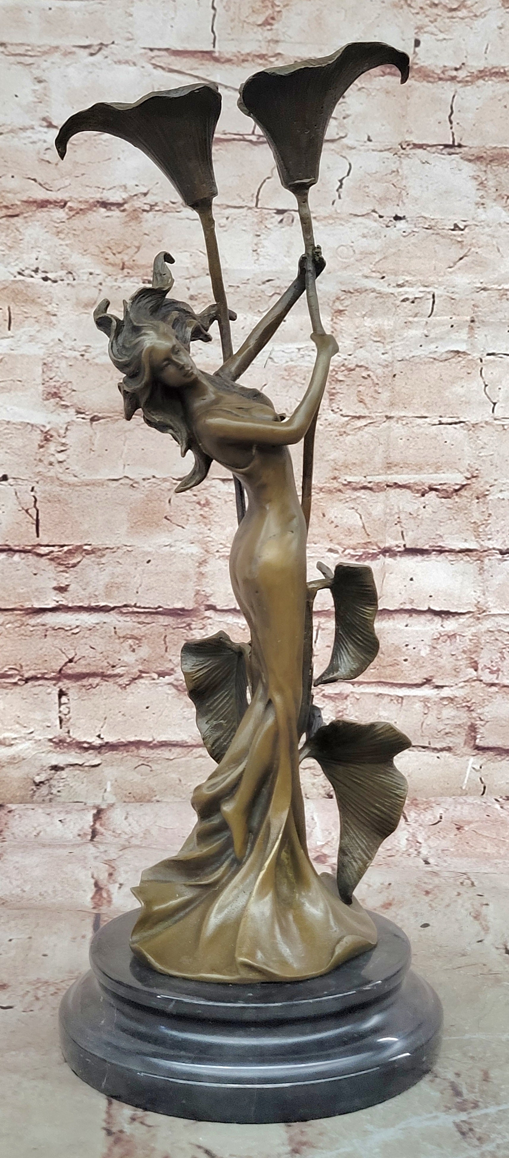 Hot Cast Bronze Art Deco Candleholder by Milo - Young Girl Figurines